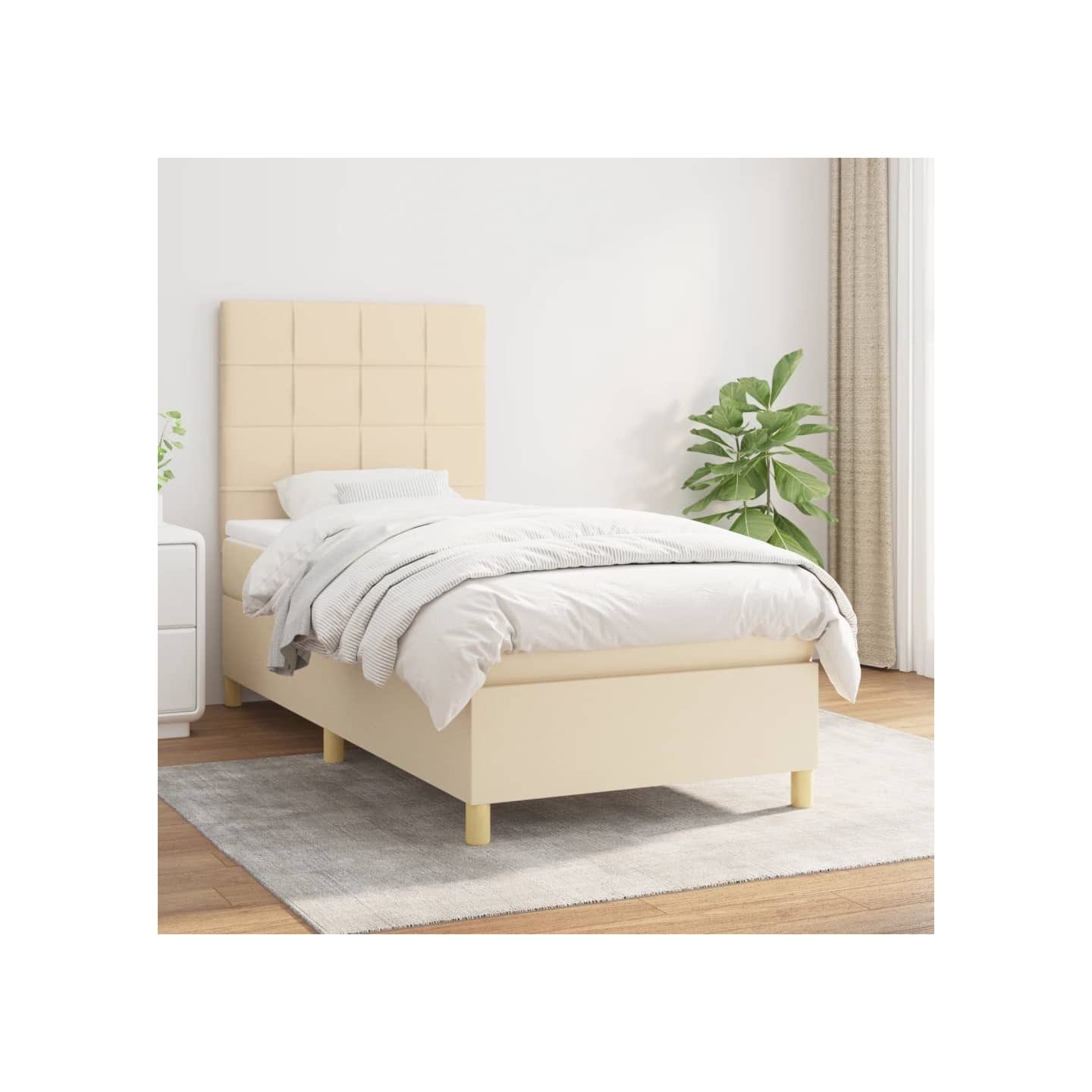 Sommier à lattes de lit avec matelas Crème 100x200 cm Tissu