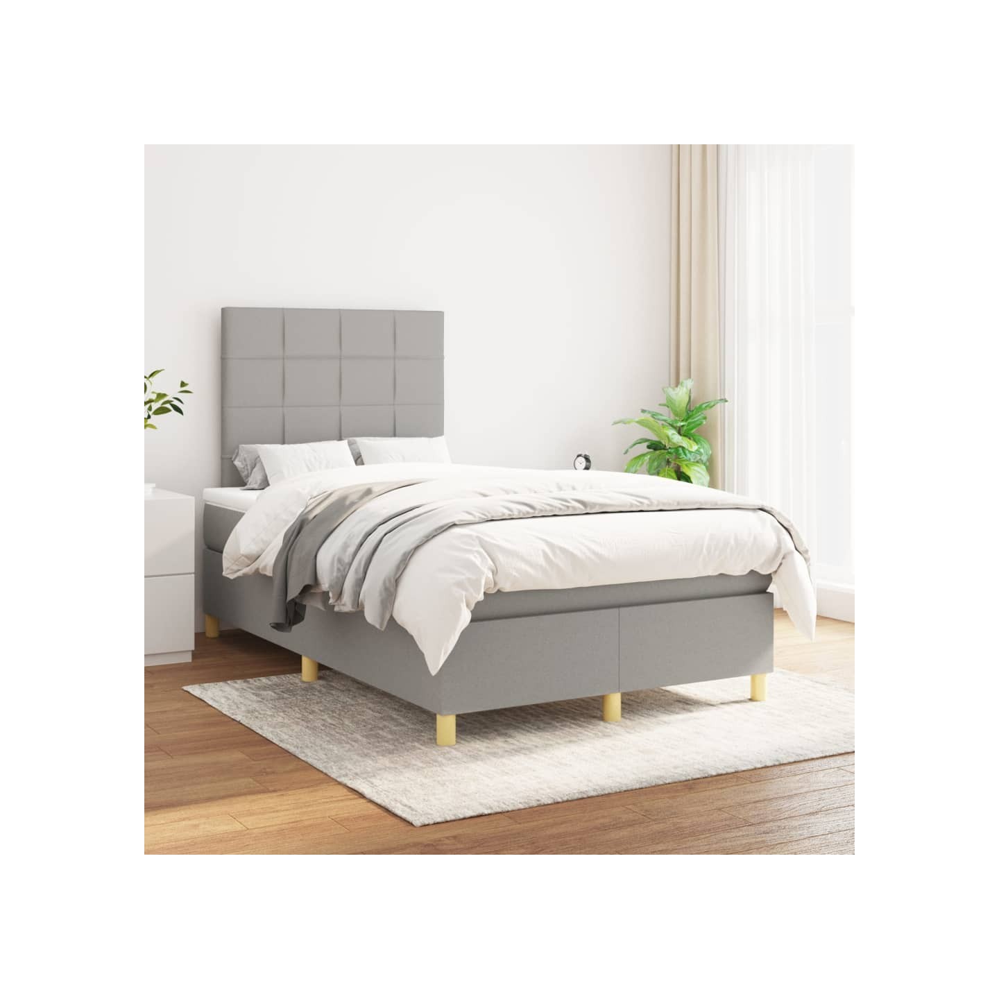 Sommier à lattes de lit avec matelas Gris clair 120x200cm Tissu