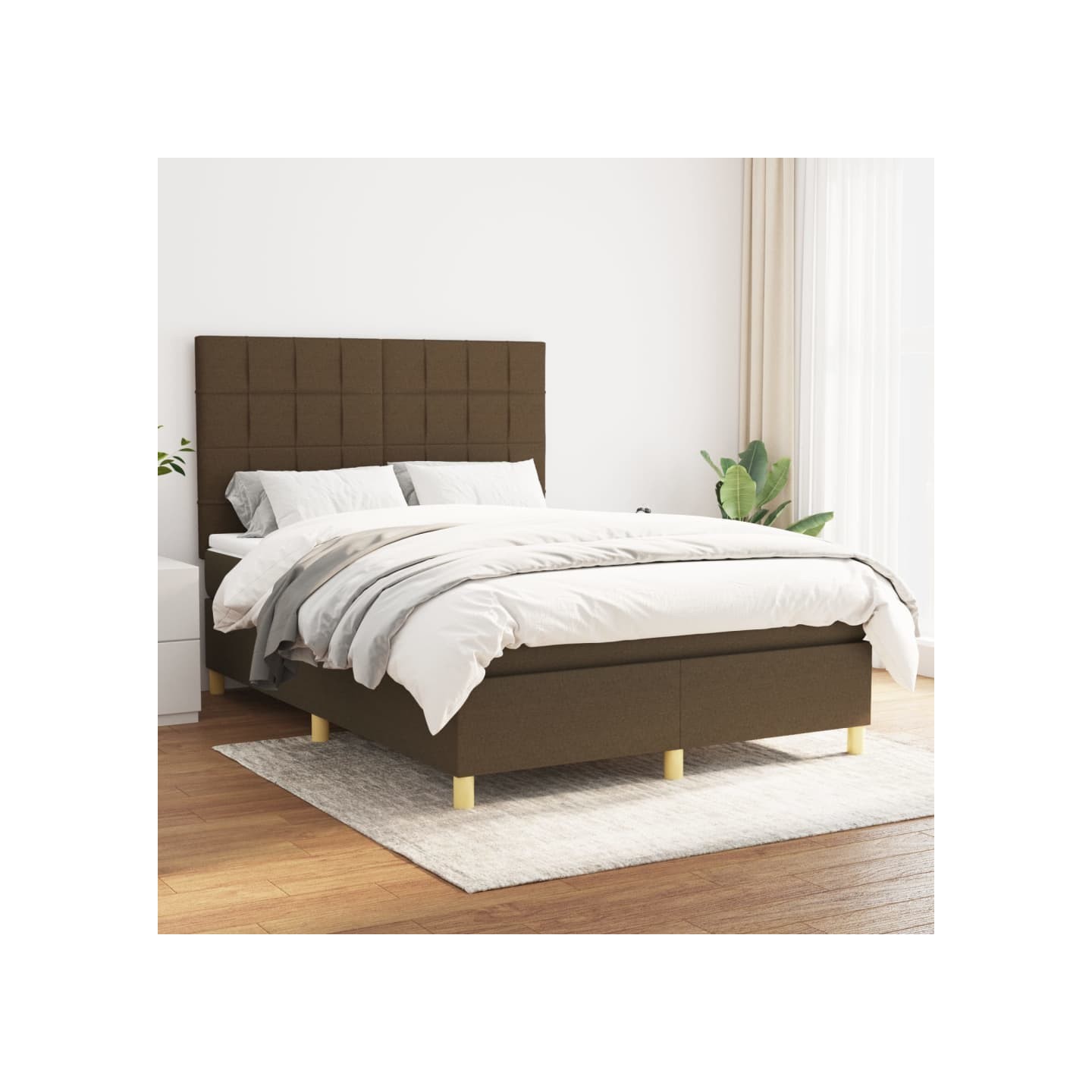Sommier à lattes de lit avec matelas Marron foncé 140x190 cm