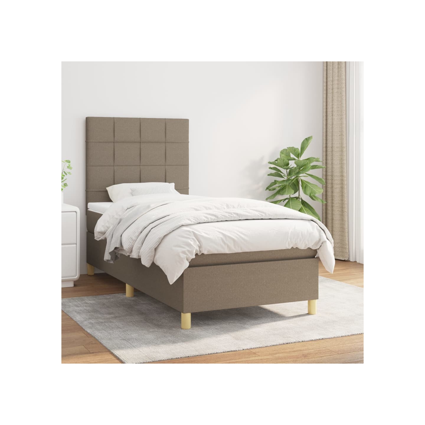 Sommier à lattes de lit avec matelas Taupe 100x200 cm Tissu