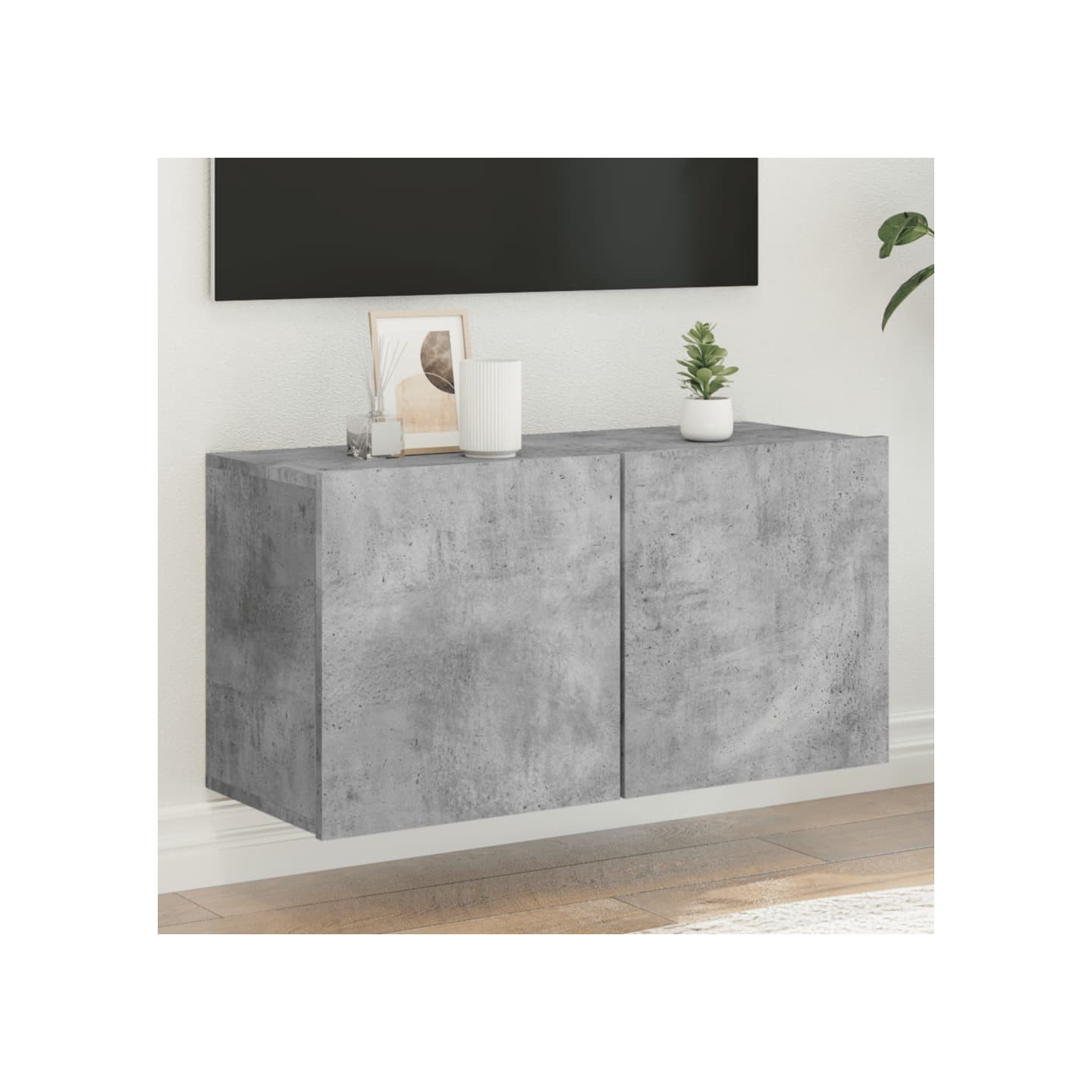 Meuble TV mural gris béton 80x30x41 cm