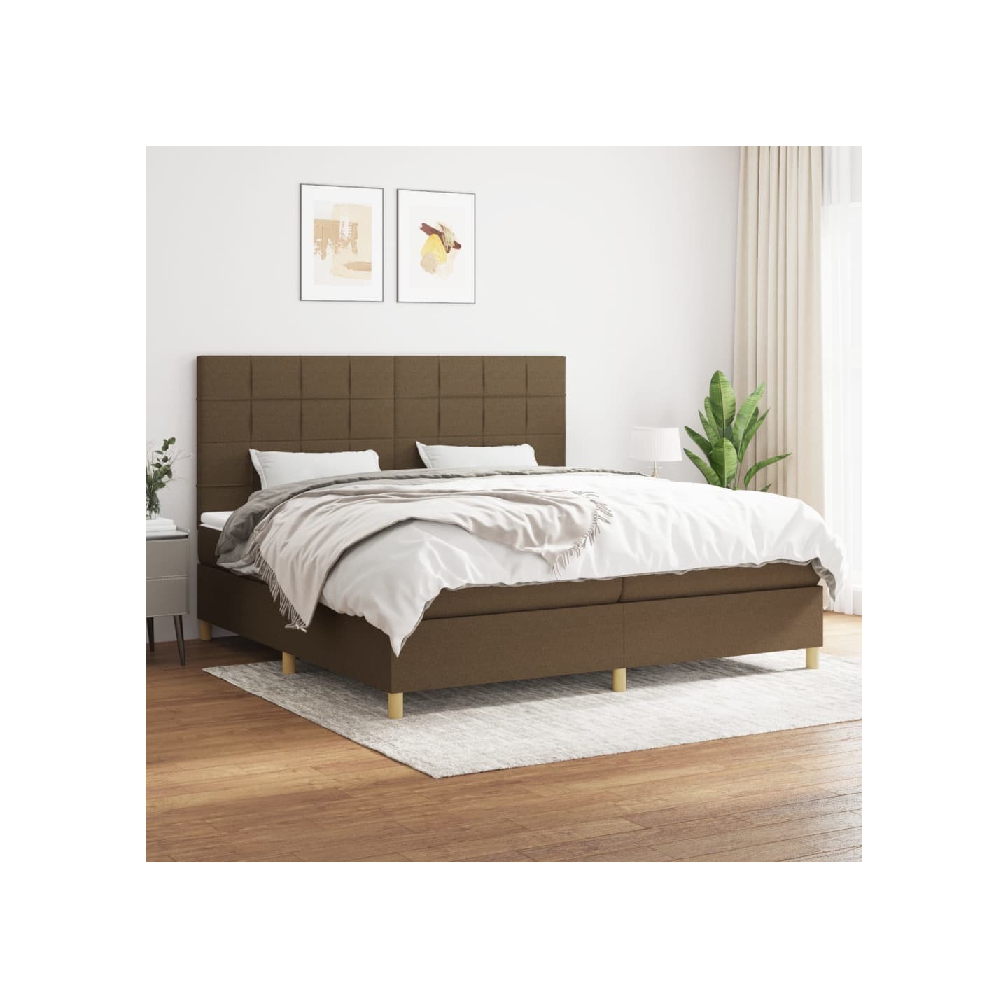 Sommier à lattes de lit avec matelas Marron foncé 200x200 cm