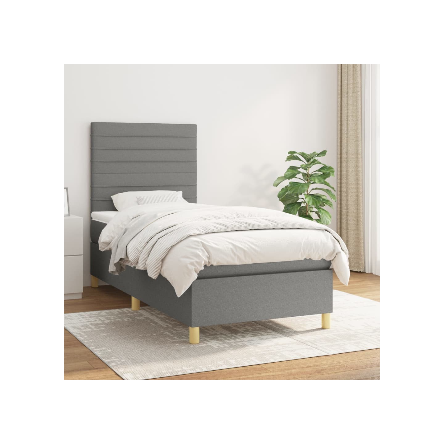 Sommier à lattes de lit avec matelas Gris foncé 80x200 cm Tissu