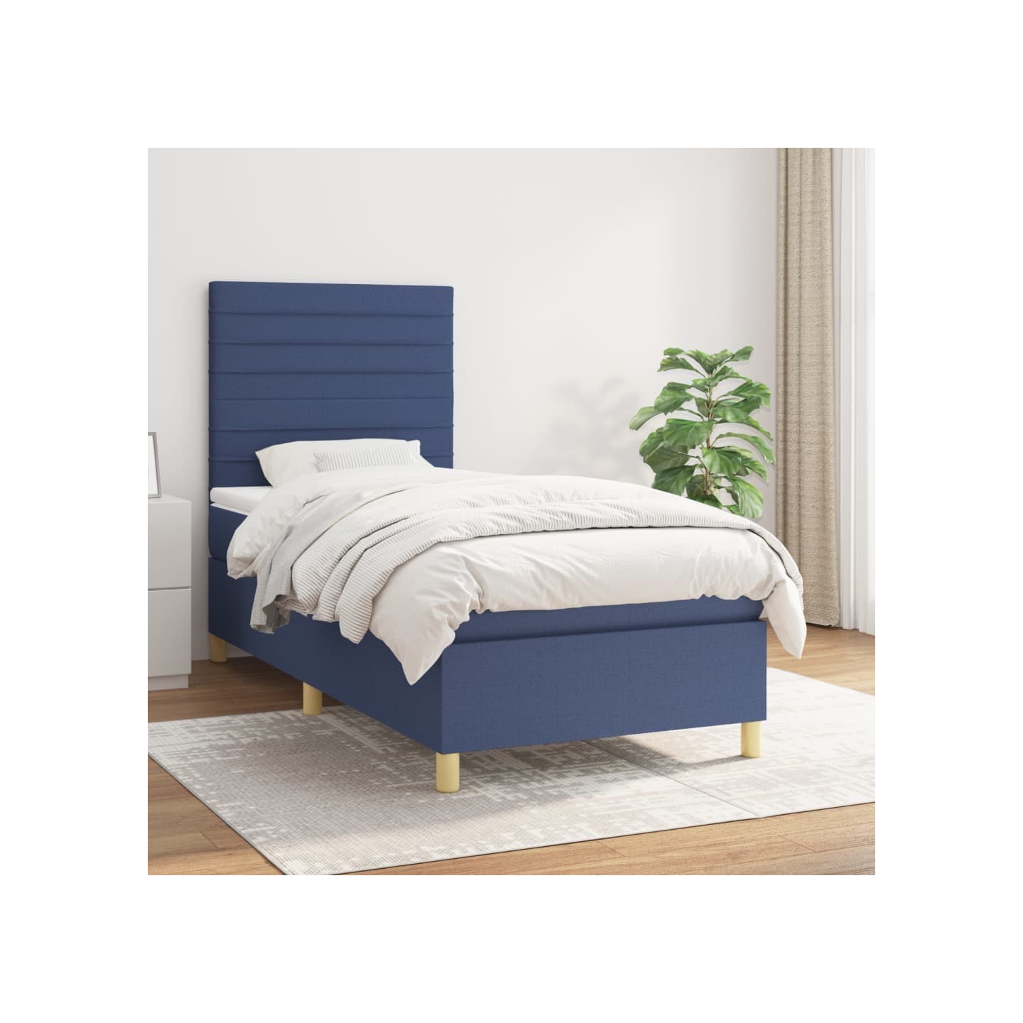 Sommier à lattes de lit avec matelas Bleu 80x200 cm Tissu