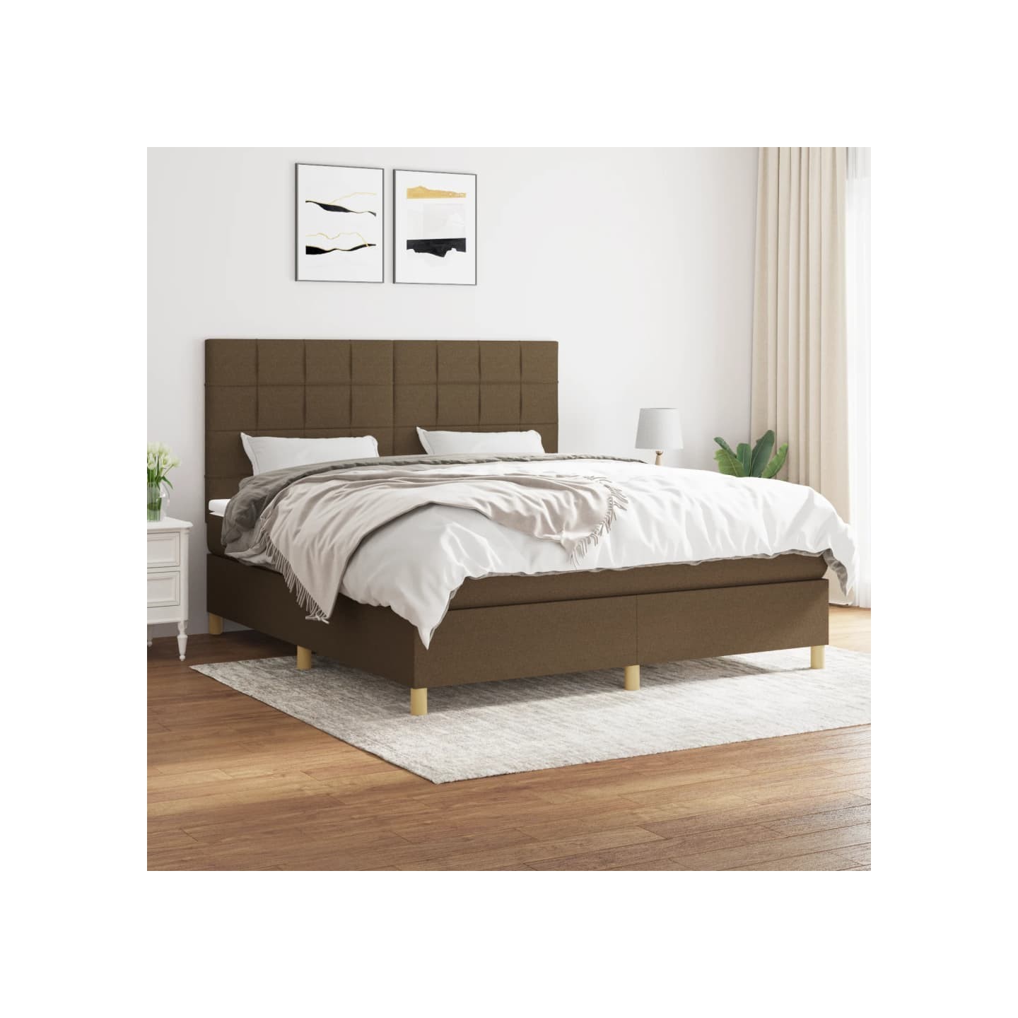 Sommier à lattes de lit avec matelas Marron foncé 180x200 cm