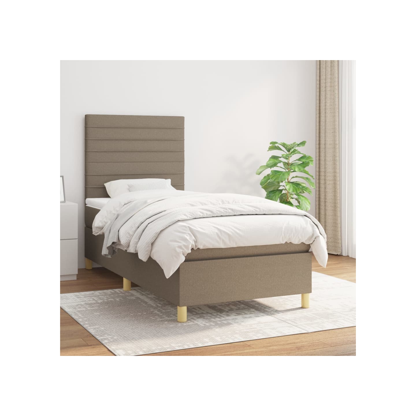 Sommier à lattes de lit avec matelas Taupe 90x200 cm Tissu