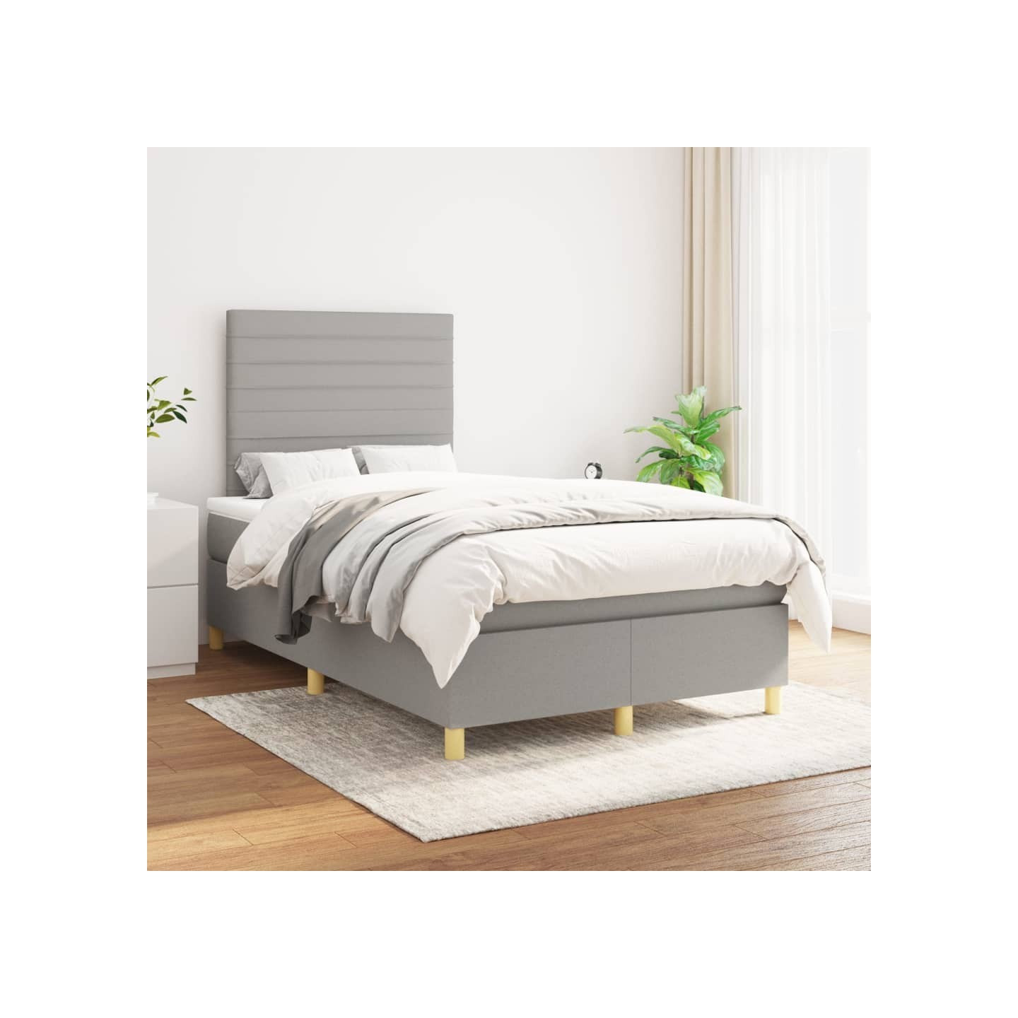 Sommier à lattes de lit avec matelas Gris clair 120x200cm Tissu