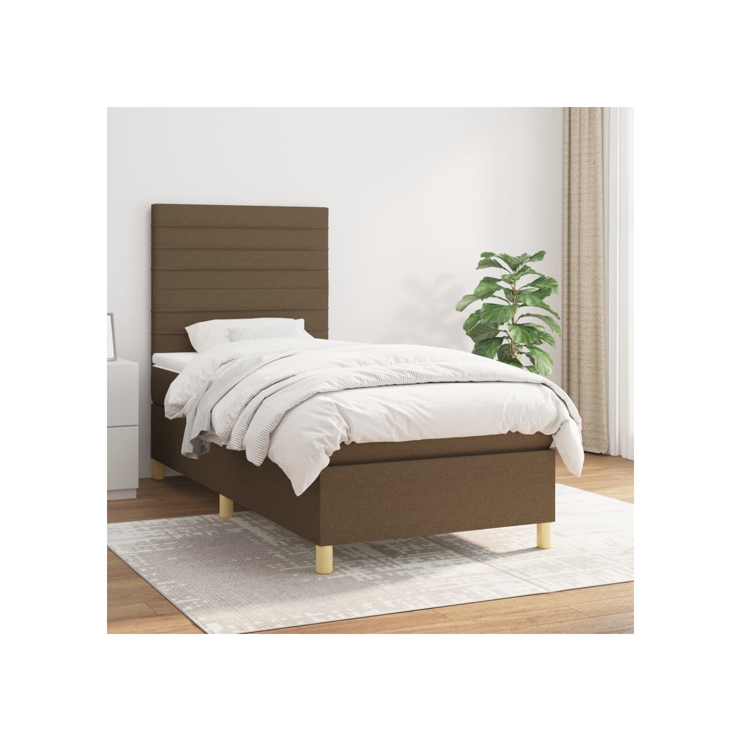 Sommier à lattes de lit avec matelas Marron foncé 100x200 cm