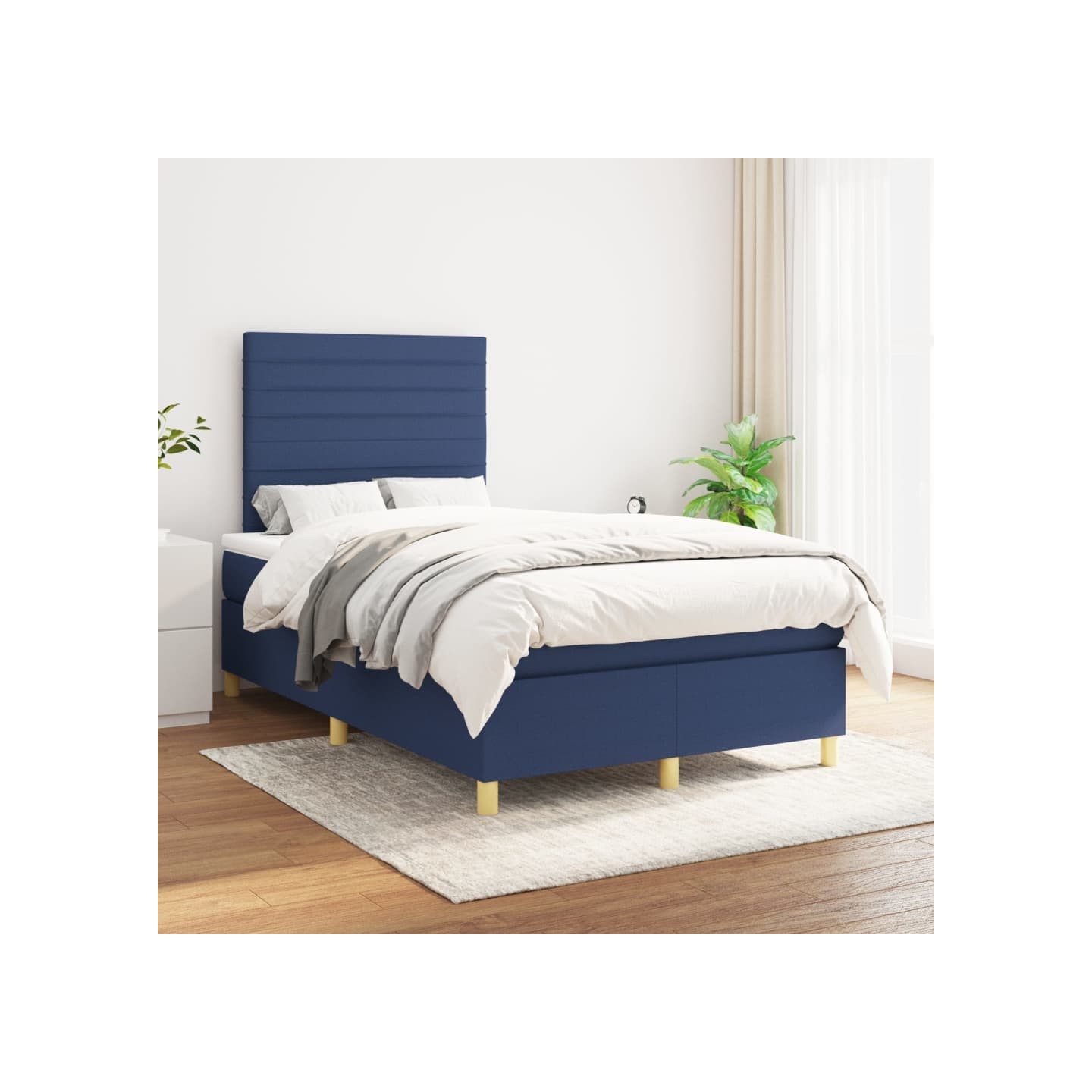 Sommier à lattes de lit avec matelas Bleu 120x200 cm Tissu