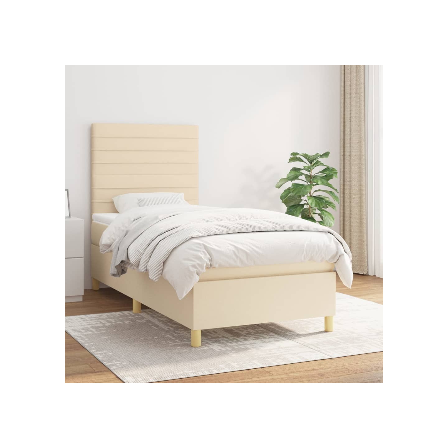 Sommier à lattes de lit avec matelas Crème 100x200 cm Tissu