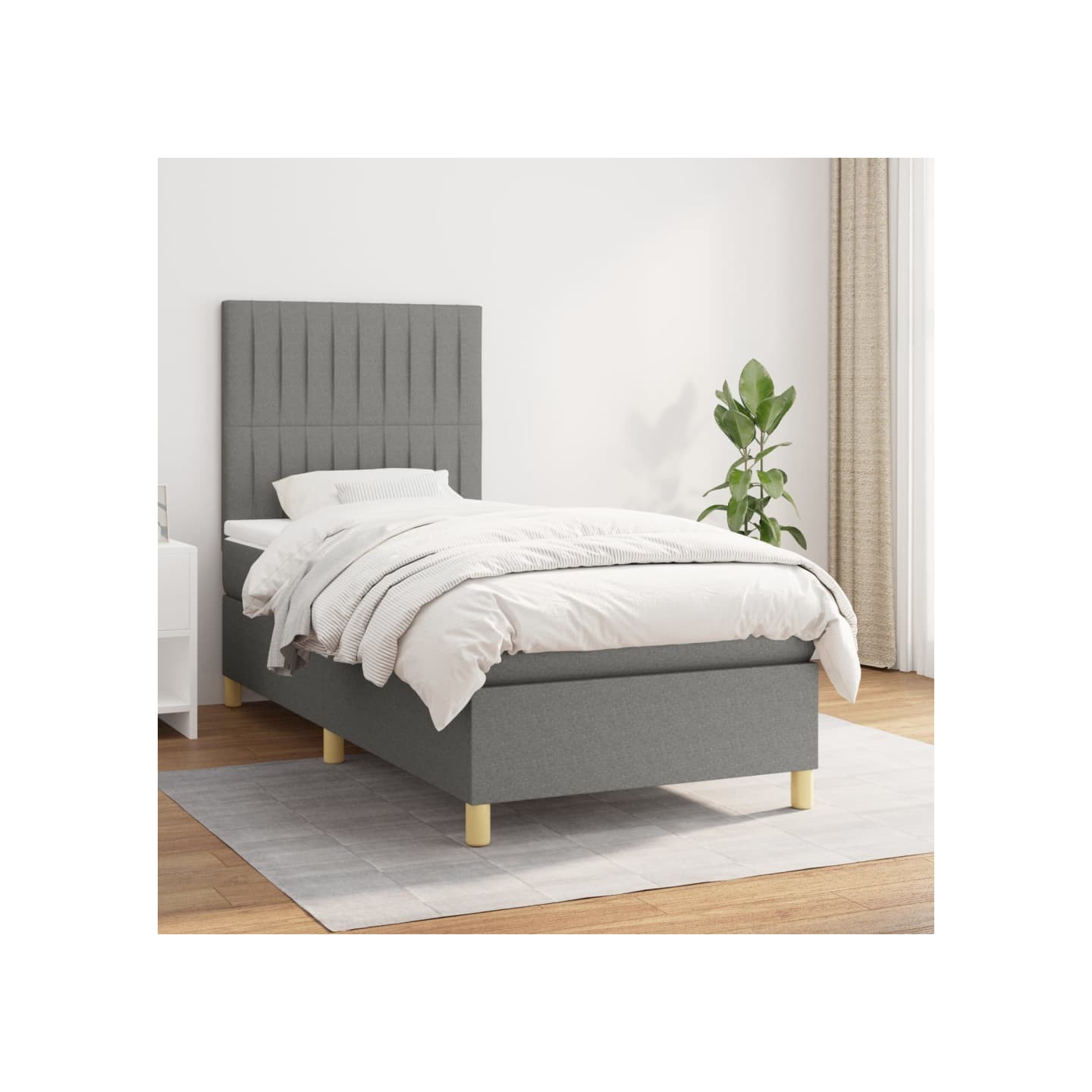 Sommier à lattes de lit avec matelas Gris foncé 80x200 cm Tissu