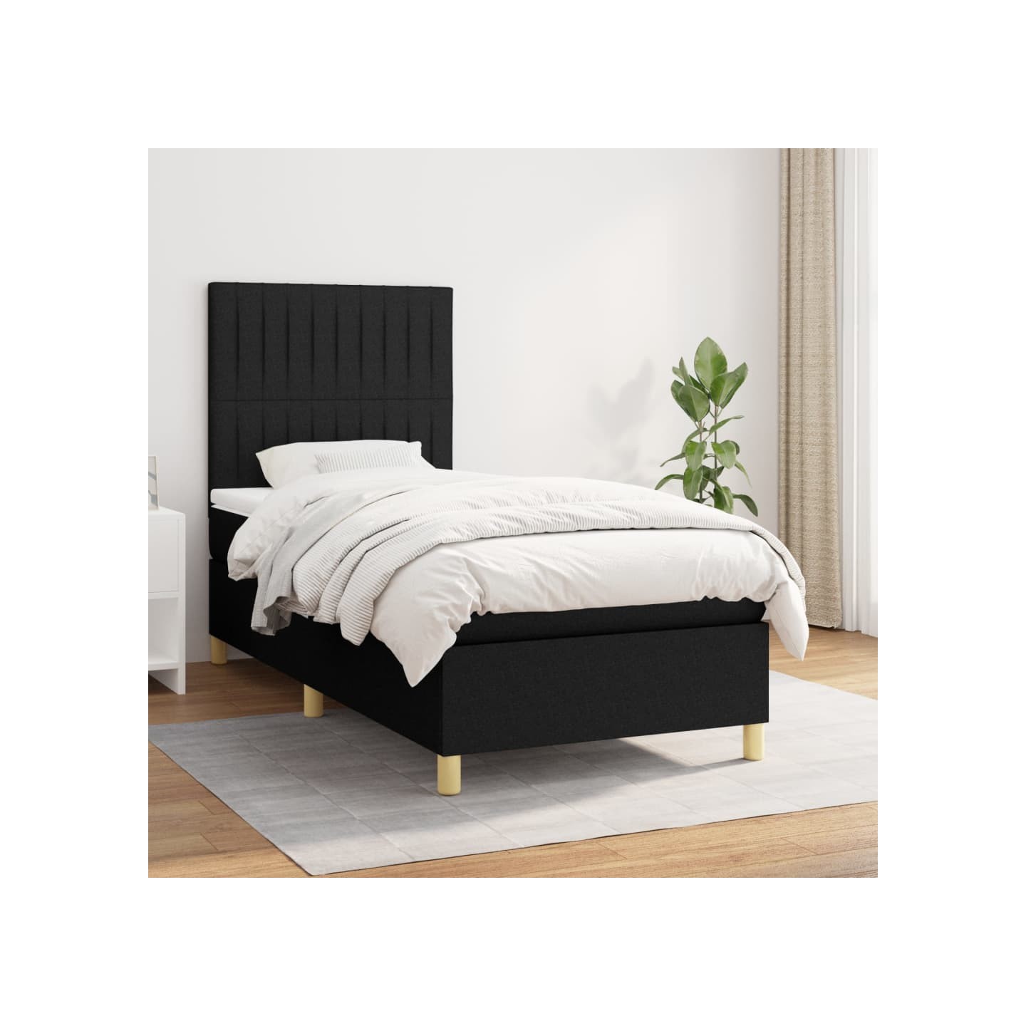 Sommier à lattes de lit et matelas Noir 80x200 cm Tissu