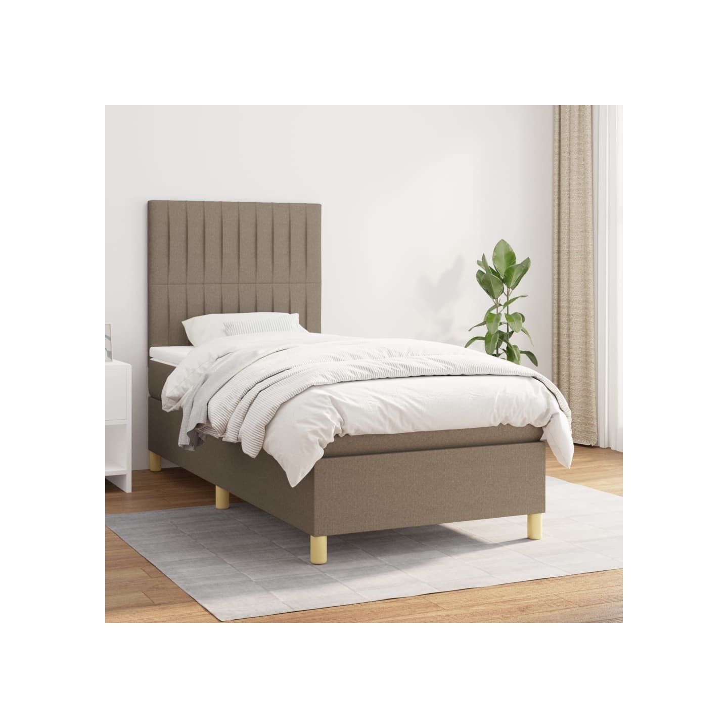 Sommier à lattes de lit avec matelas Taupe 80x200 cm Tissu