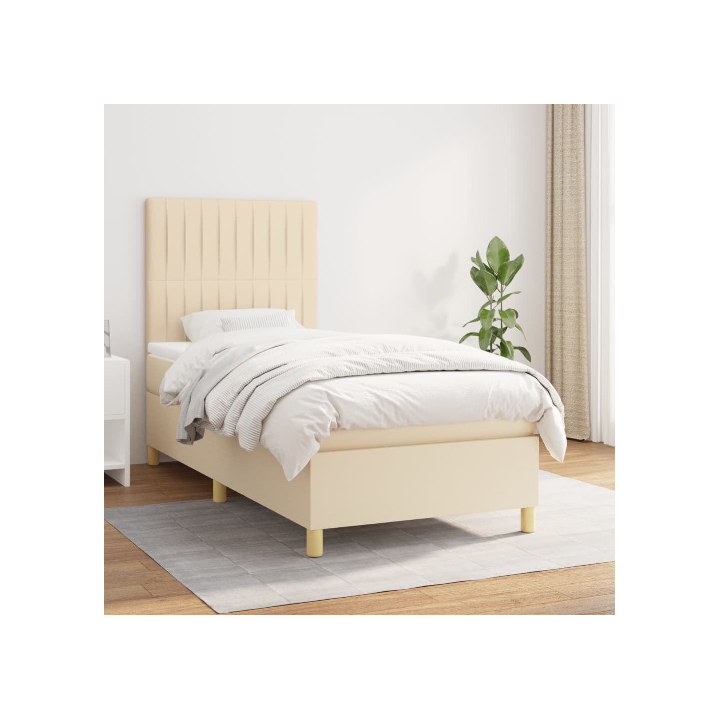 Sommier à lattes de lit avec matelas Crème 100x200 cm Tissu
