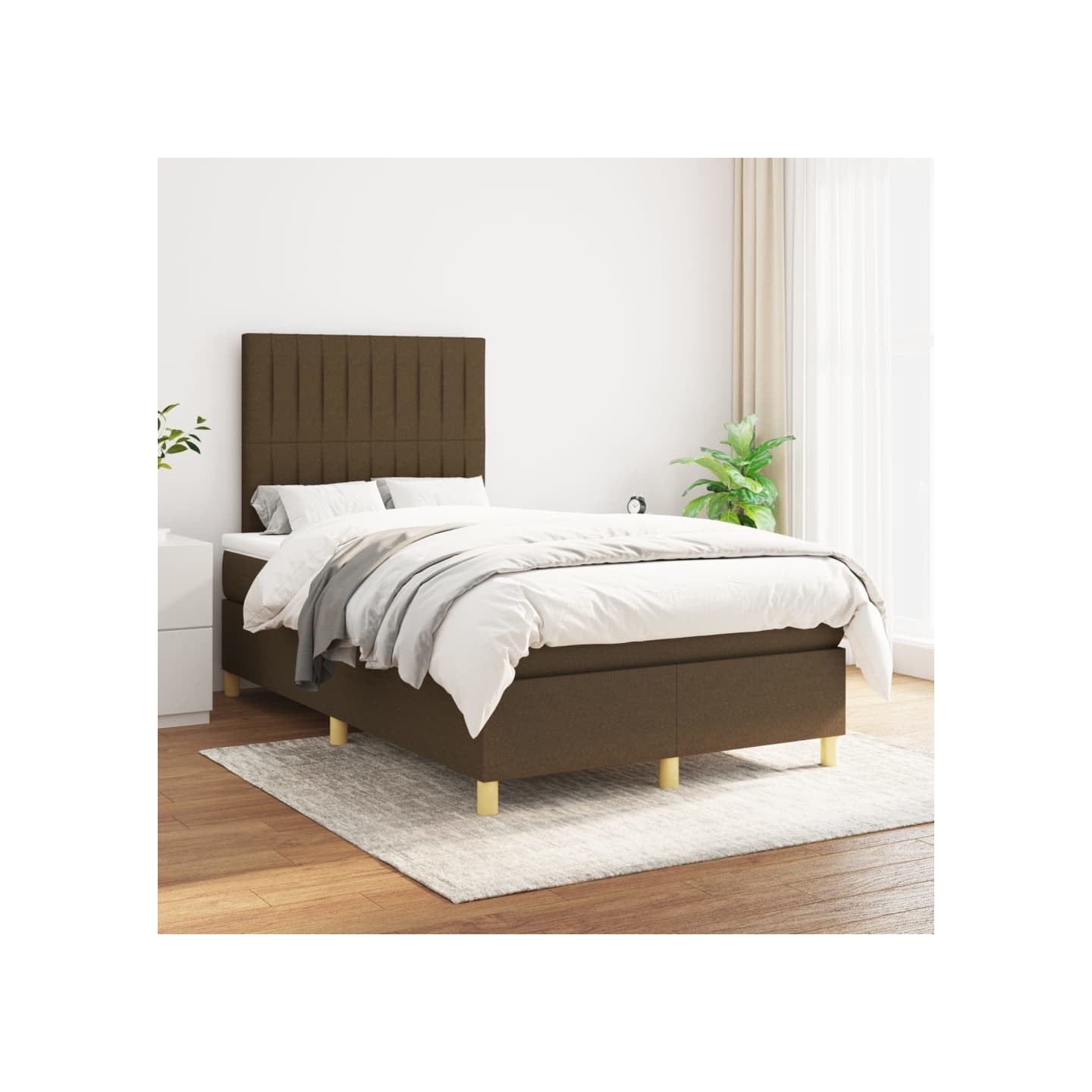 Sommier à lattes de lit avec matelas Marron foncé 120x200 cm