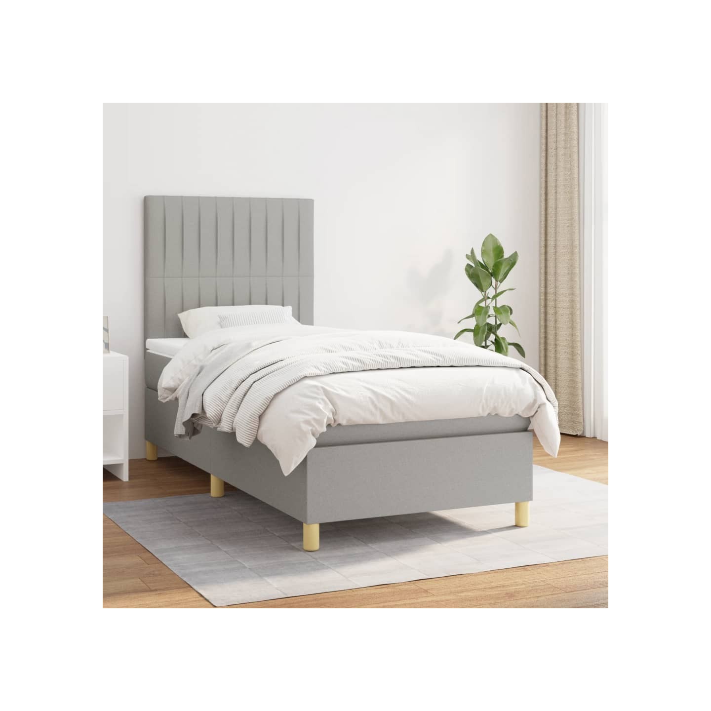 Sommier à lattes de lit et matelas Gris clair 90x190 cm Tissu