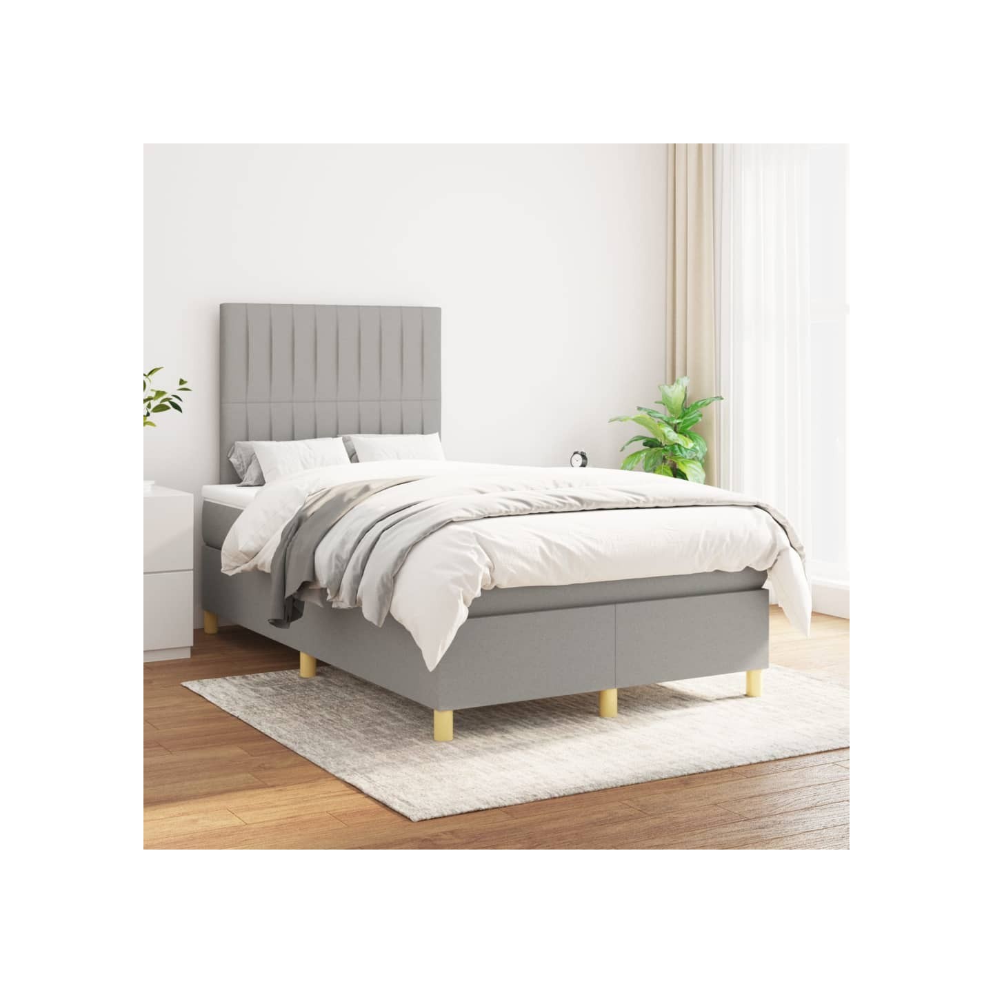 Sommier à lattes de lit avec matelas Gris clair 120x200cm Tissu
