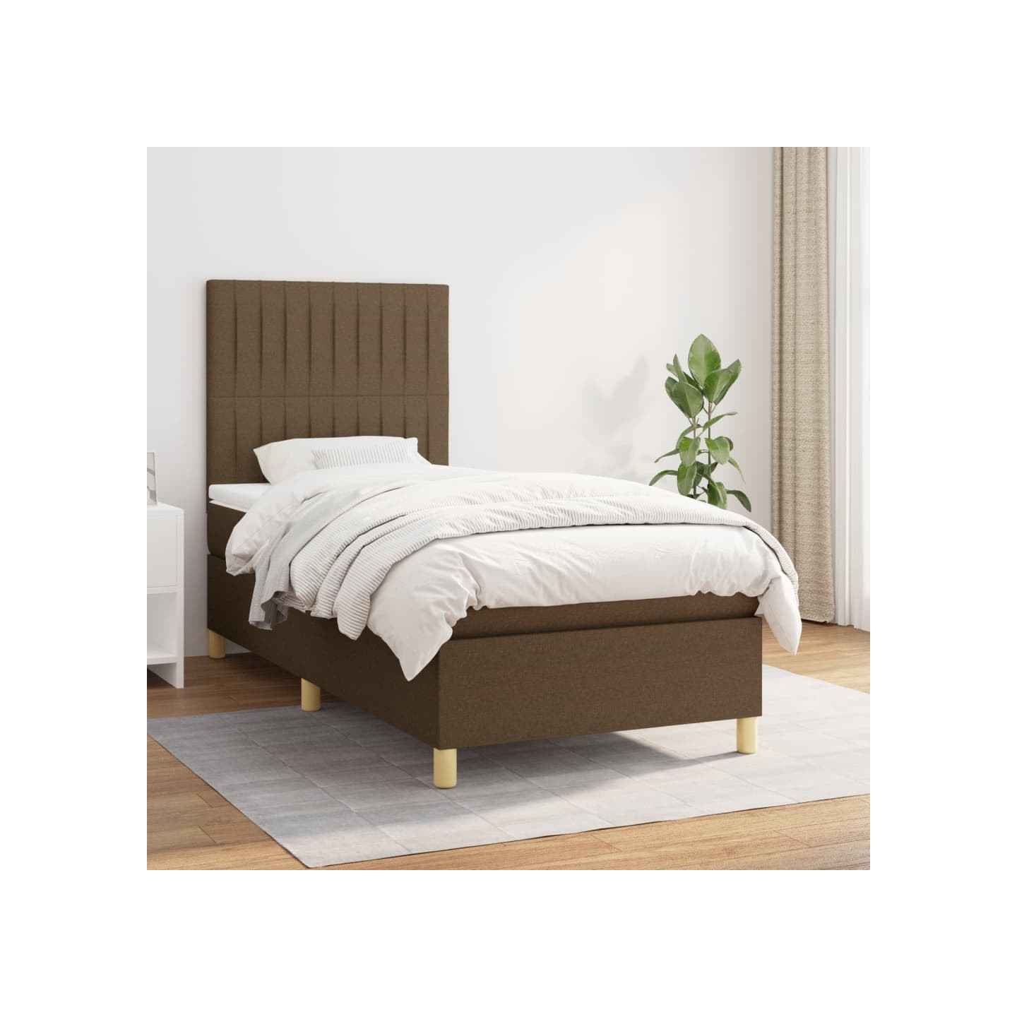 Sommier à lattes de lit avec matelas Marron foncé 100x200 cm