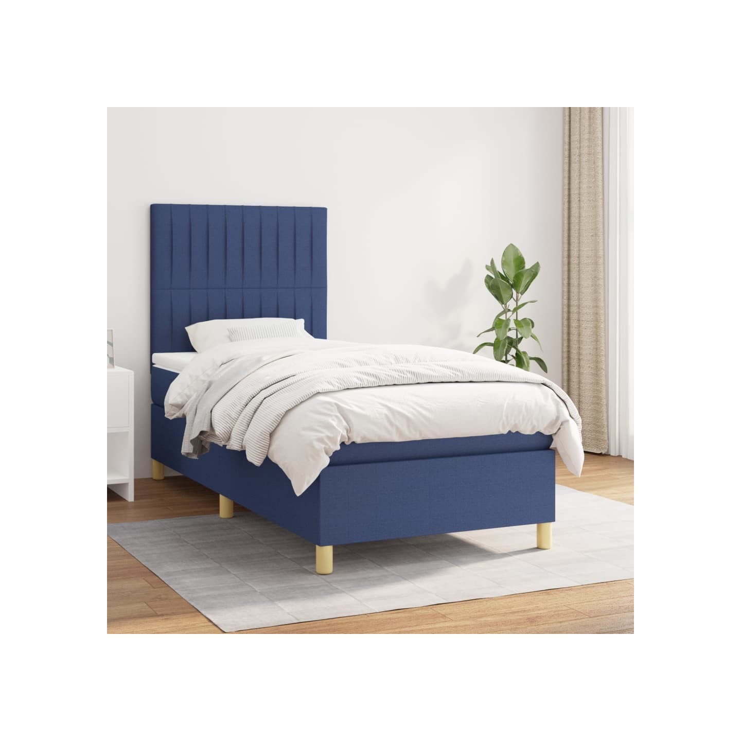 Sommier à lattes de lit avec matelas Bleu 90x190 cm Tissu
