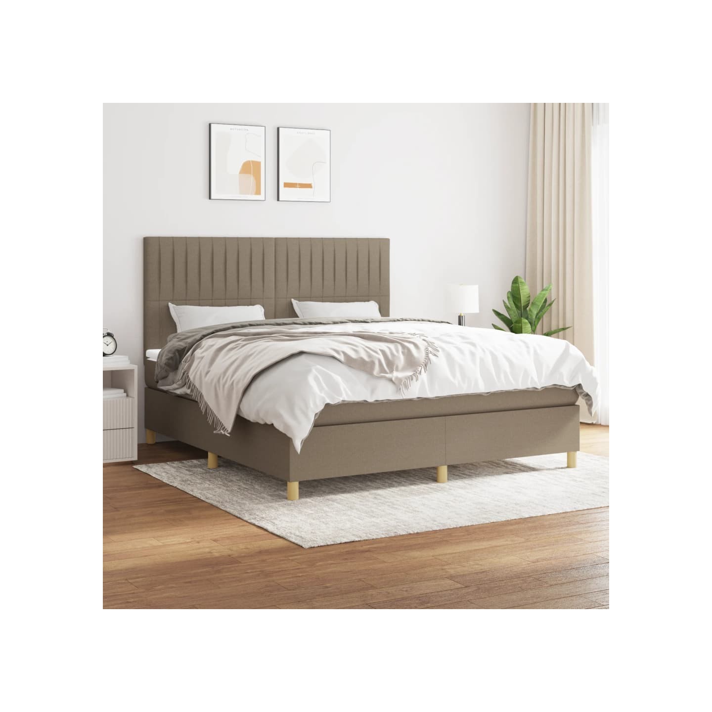 Sommier à lattes de lit avec matelas Taupe 180x200 cm Tissu