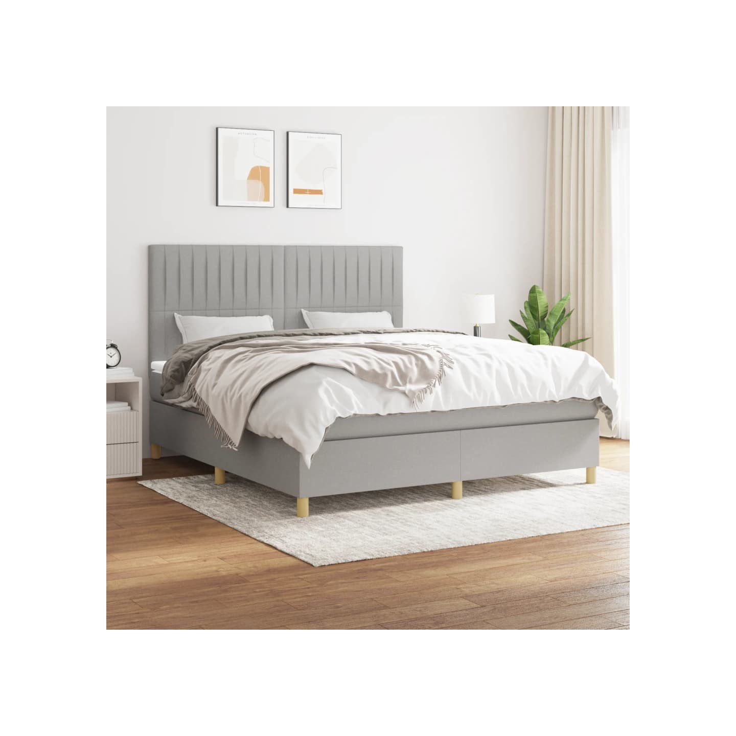 Sommier à lattes de lit avec matelas Gris clair 180x200cm Tissu