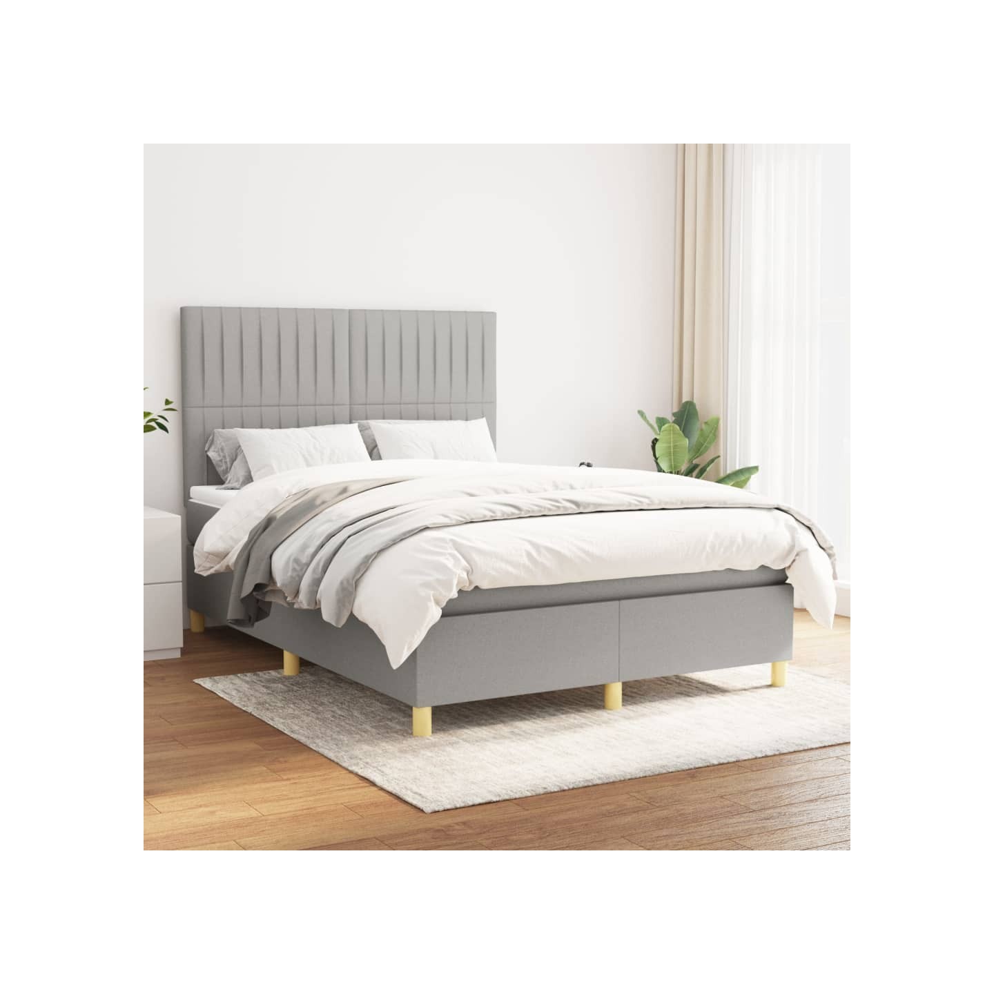 Sommier à lattes de lit avec matelas Gris clair 140x200cm Tissu