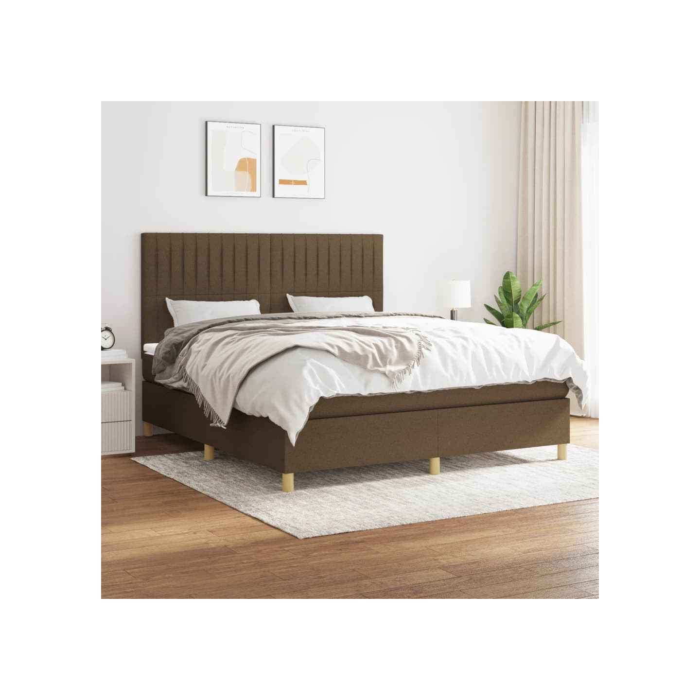 Sommier à lattes de lit avec matelas Marron foncé 180x200 cm