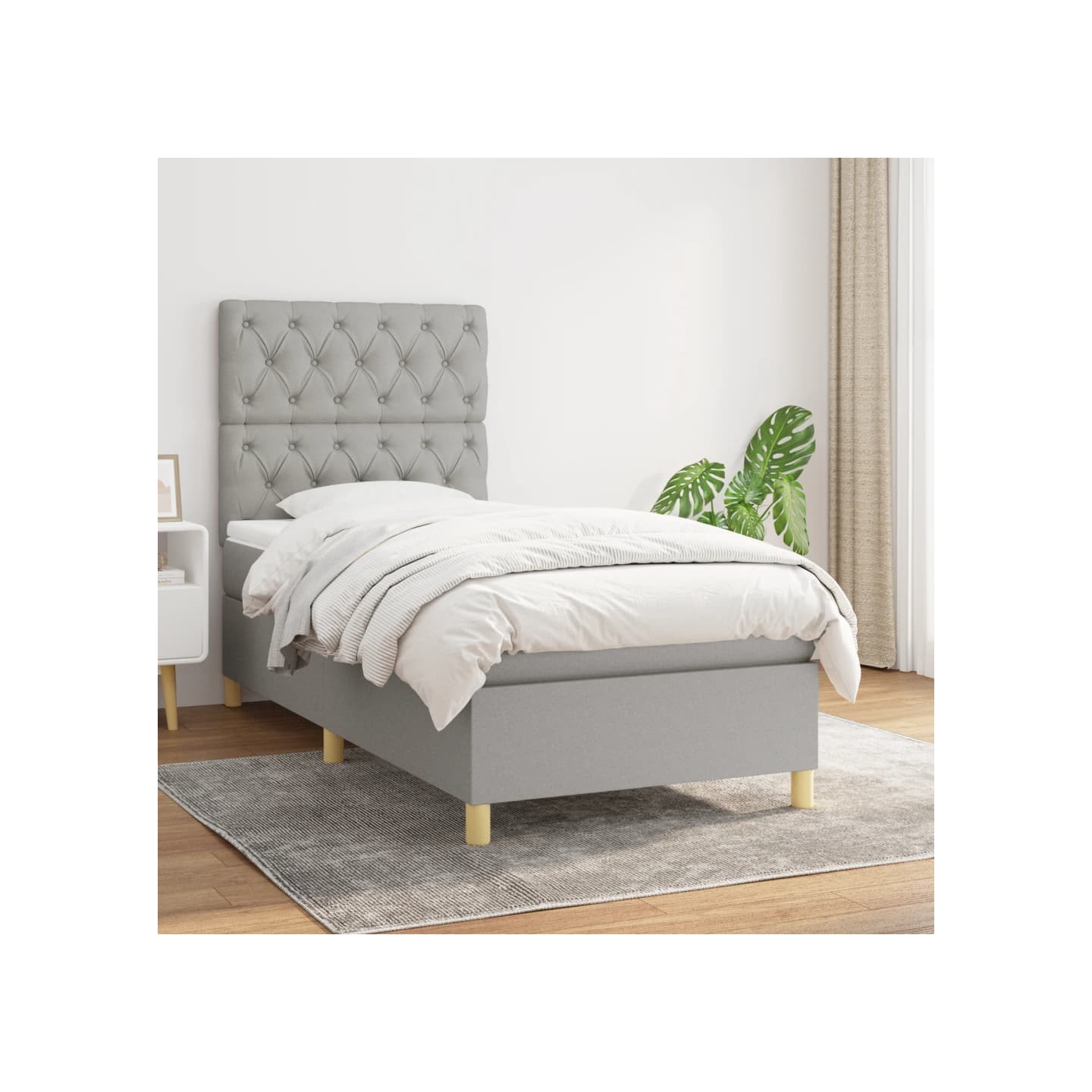 Sommier à lattes de lit avec matelas Gris clair 80x200 cm Tissu