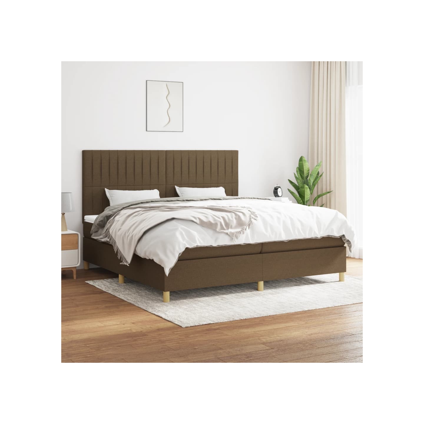 Sommier à lattes de lit avec matelas Marron foncé 200x200 cm