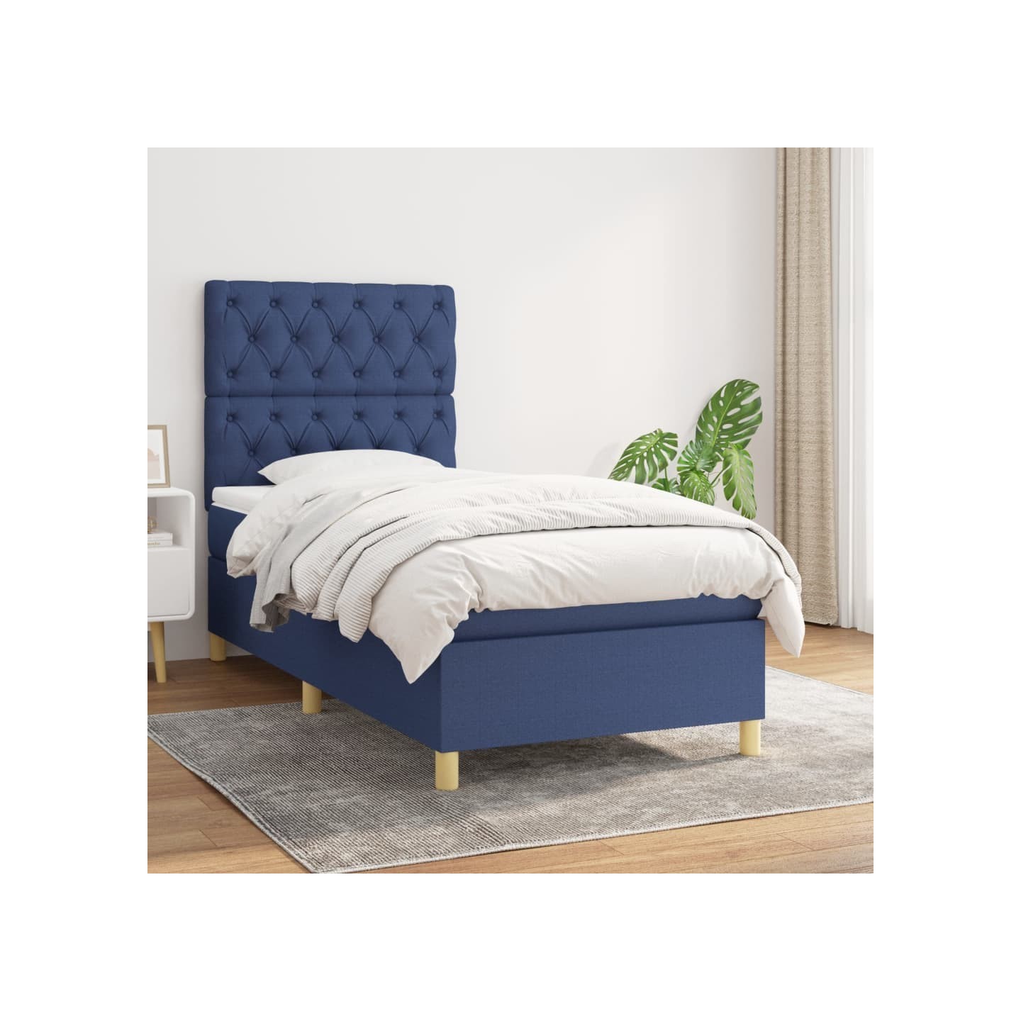 Sommier à lattes de lit avec matelas Bleu 80x200 cm Tissu