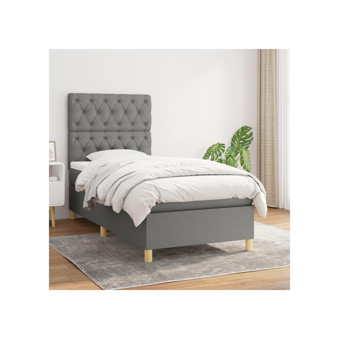 Sommier à lattes de lit avec matelas Gris foncé 80x200 cm Tissu