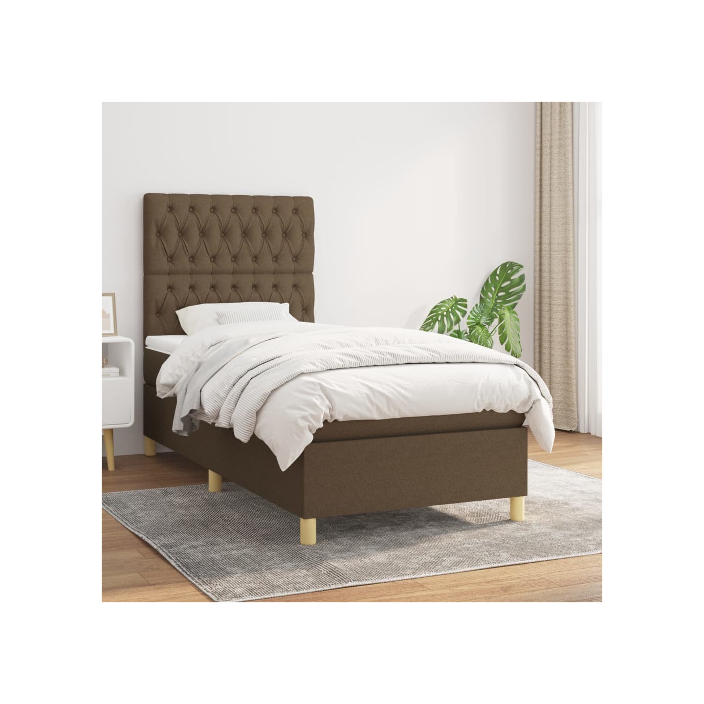 Sommier à lattes de lit avec matelas Marron foncé 90x190 cm