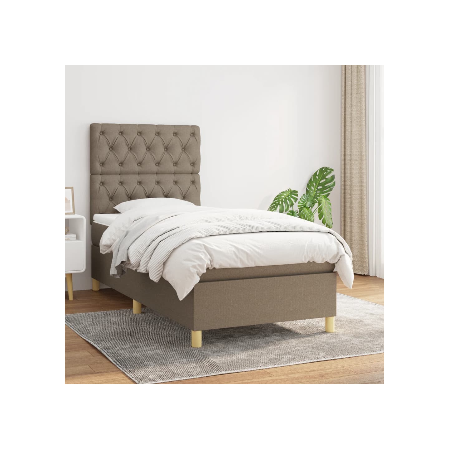 Sommier à lattes de lit avec matelas Taupe 80x200 cm Tissu