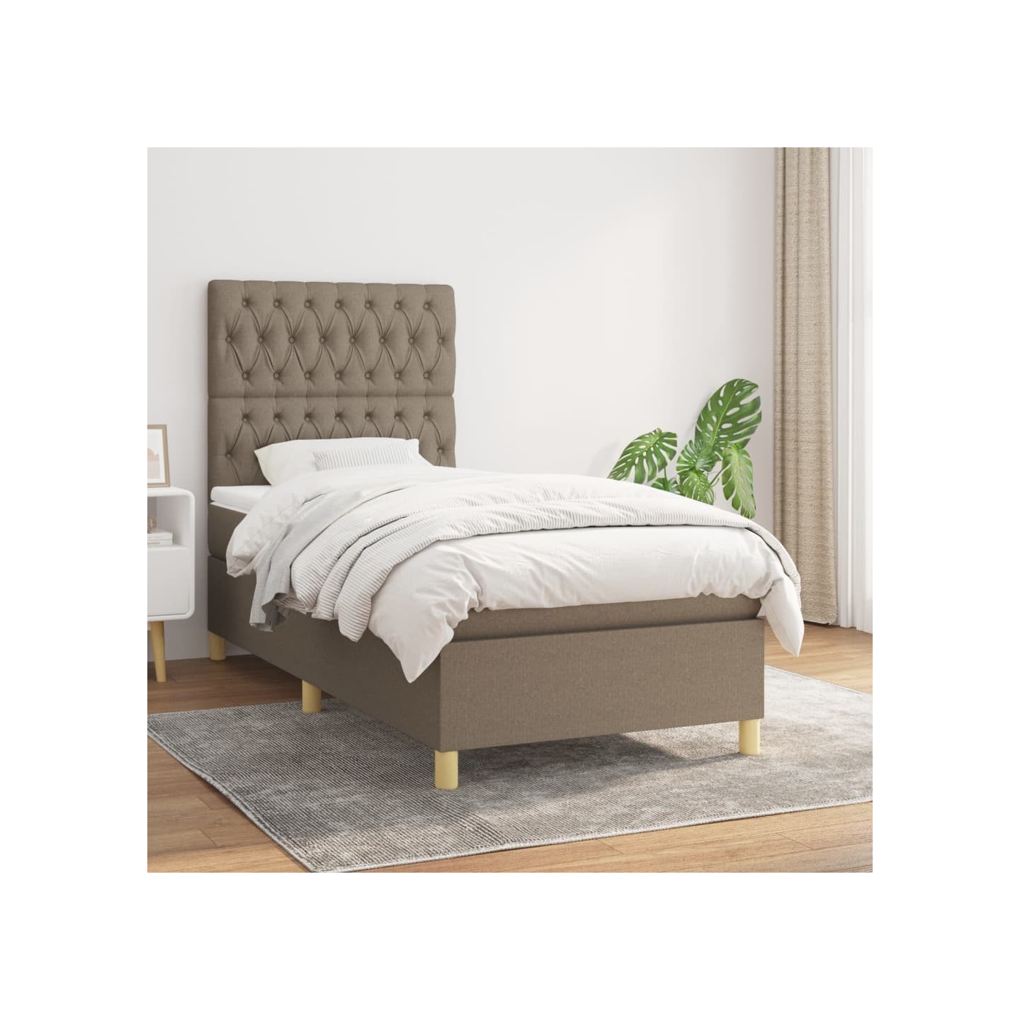 Sommier à lattes de lit avec matelas Taupe 100x200 cm Tissu