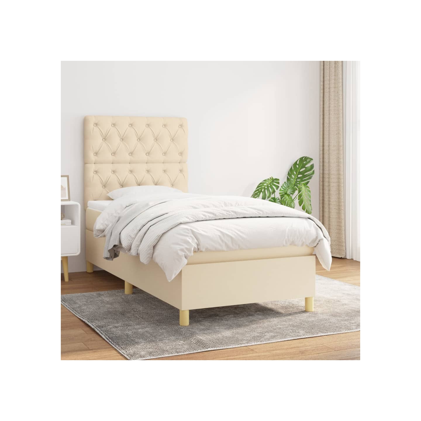 Sommier à lattes de lit avec matelas Crème 80x200 cm Tissu