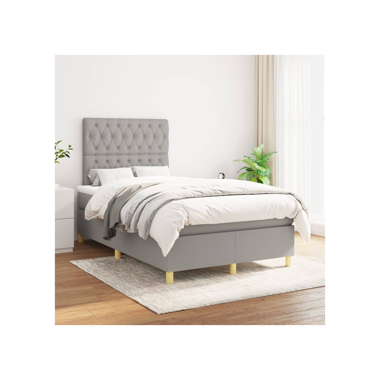 Sommier à lattes de lit avec matelas Gris clair 120x200cm Tissu