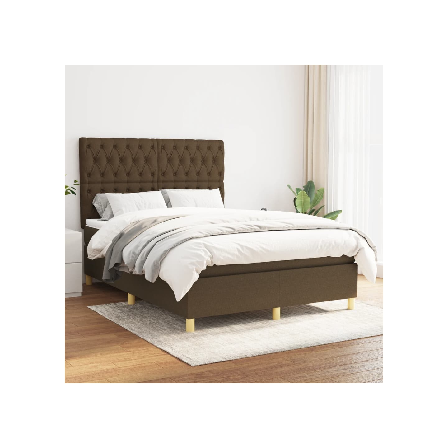 Sommier à lattes de lit avec matelas Marron foncé 140x200 cm
