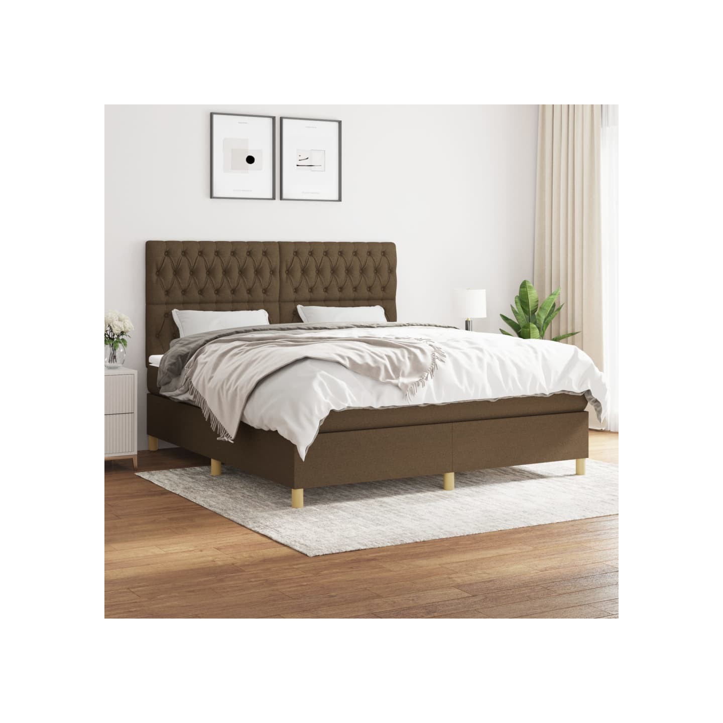 Sommier à lattes de lit avec matelas Marron foncé 180x200 cm