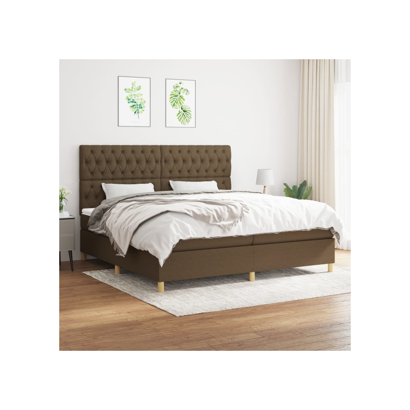 Sommier à lattes de lit avec matelas Marron foncé 200x200 cm