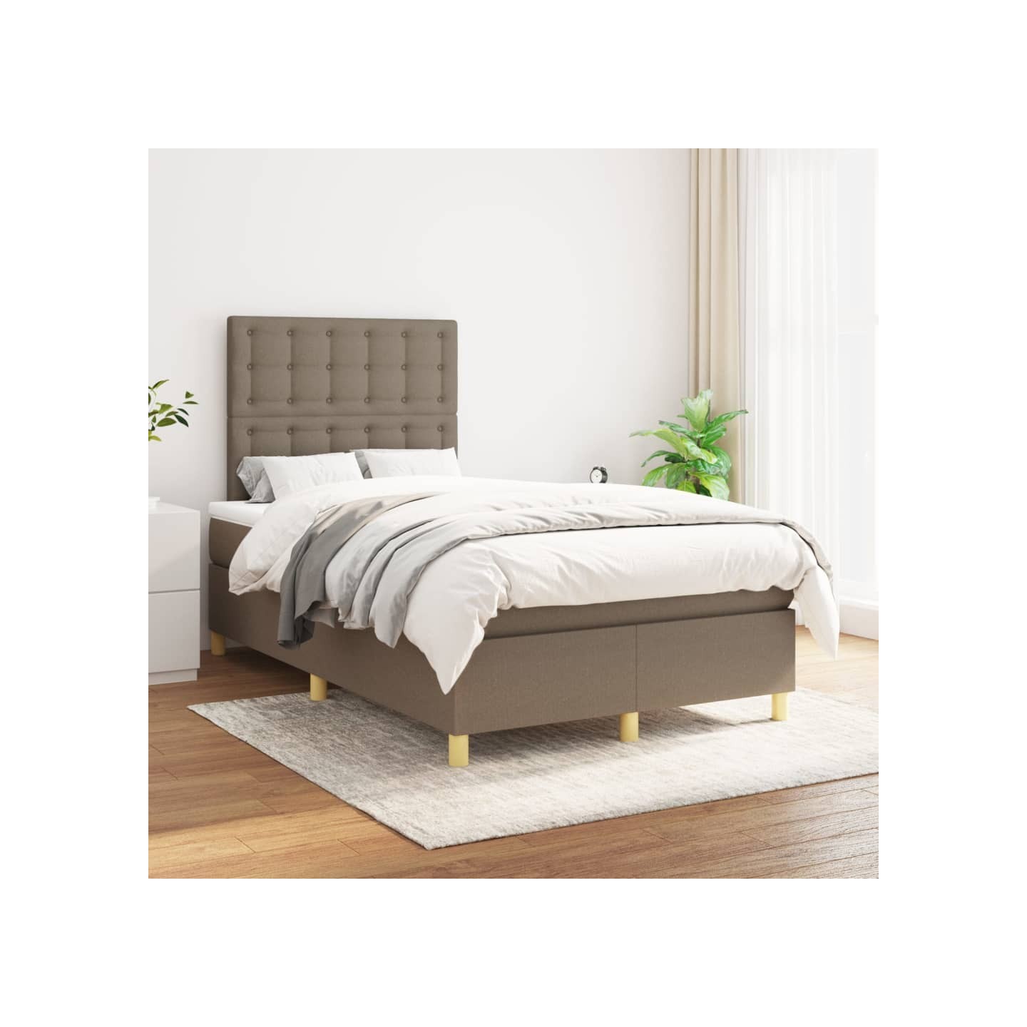 Sommier à lattes de lit avec matelas Taupe 120x200 cm Tissu