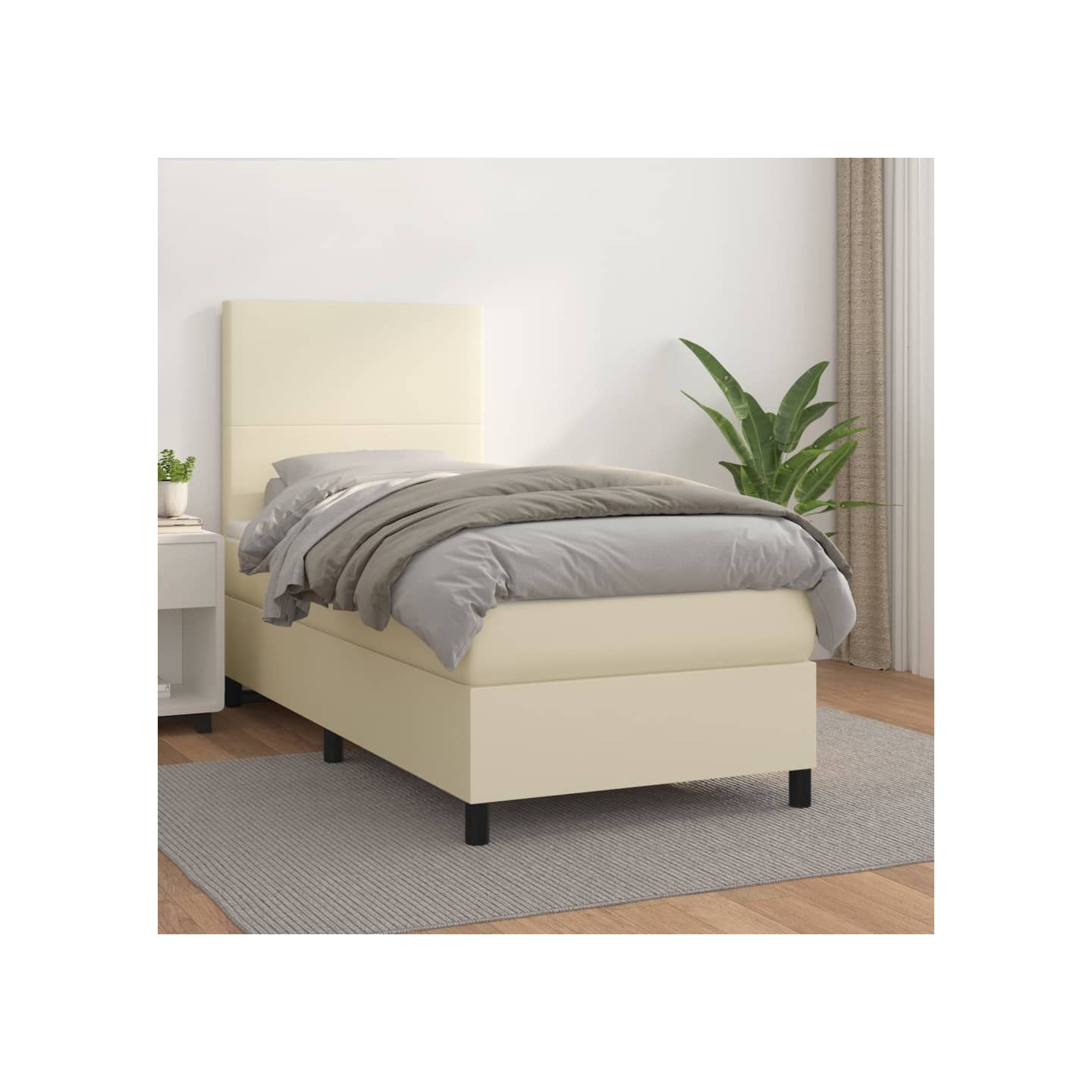 Sommier à lattes de lit avec matelas Crème 80x200 cm Similicuir