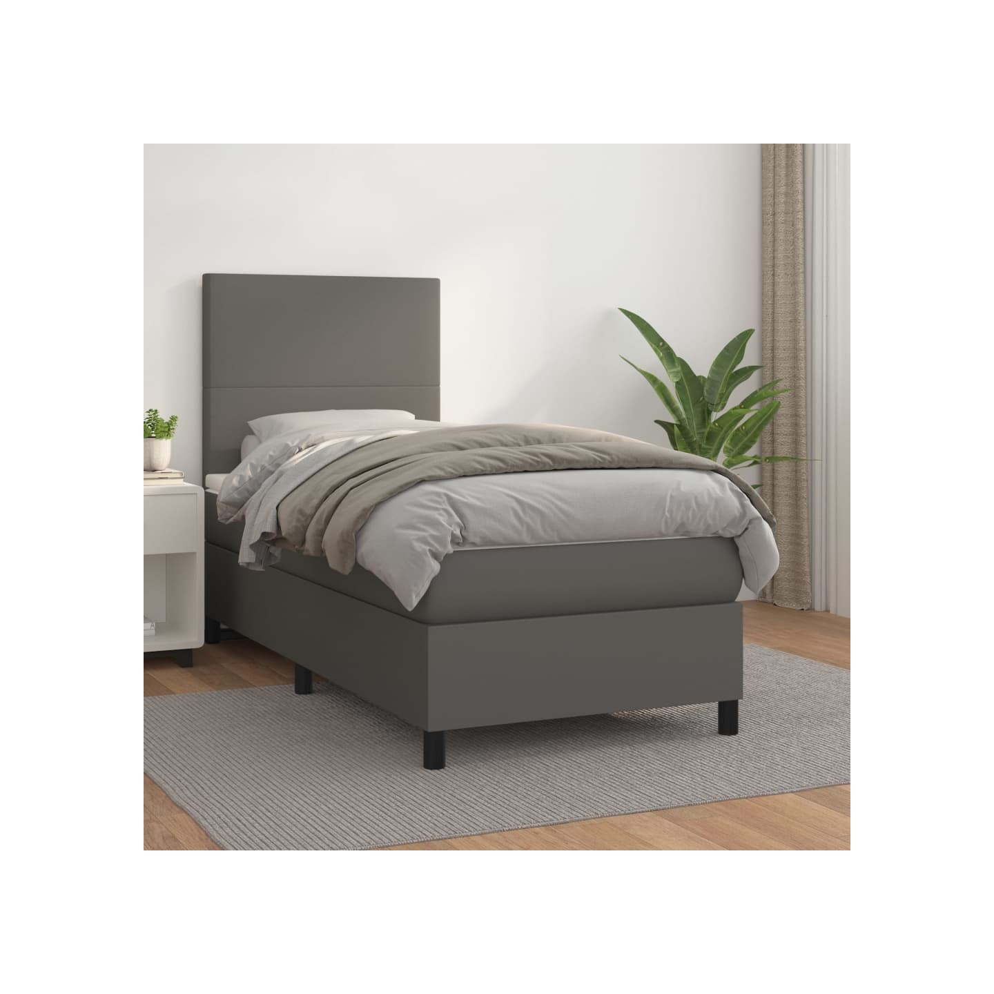 Sommier à lattes de lit avec matelas Gris 80x200 cm Similicuir