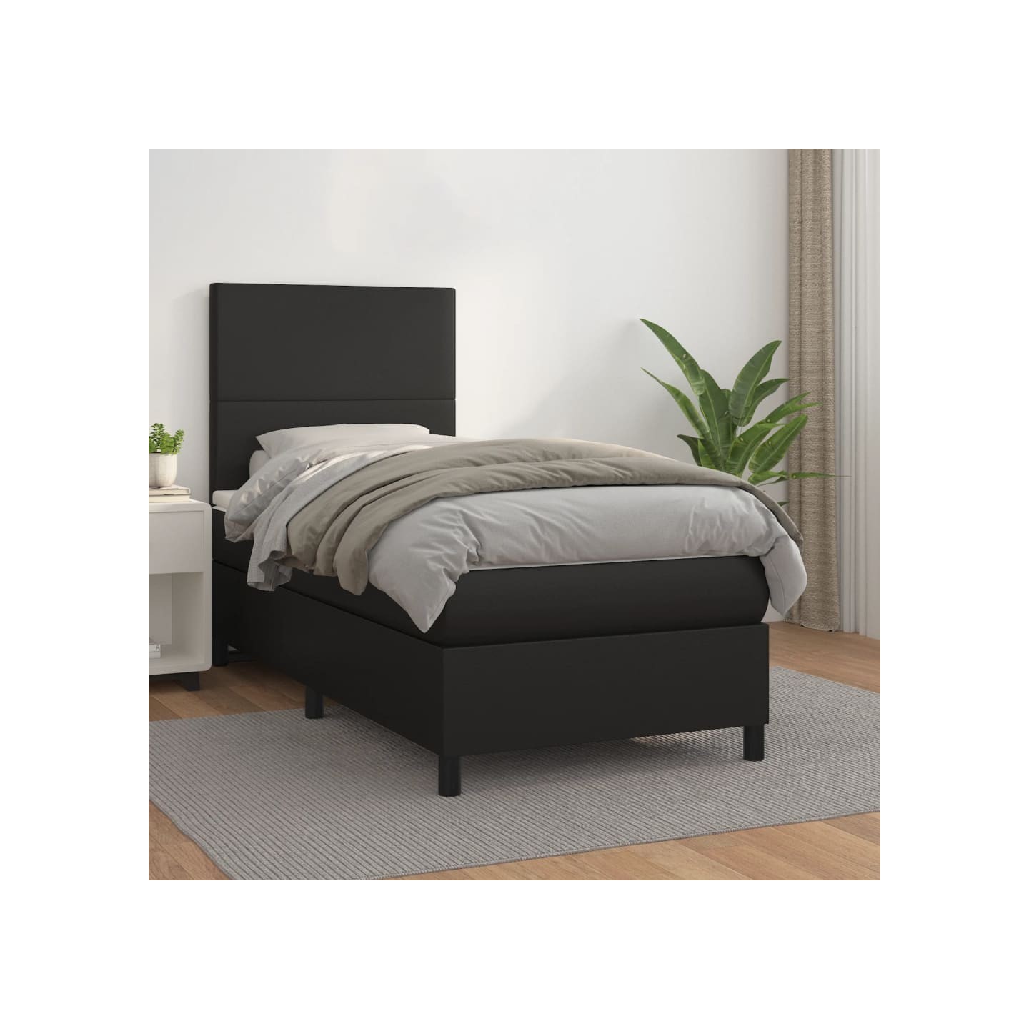 Sommier à lattes de lit avec matelas Noir 80x200cm Similicuir