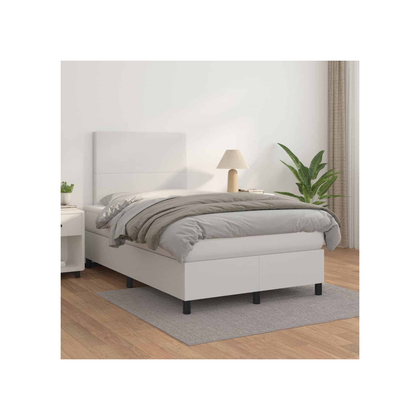 Sommier à lattes de lit avec matelas Blanc 120x200cm Similicuir