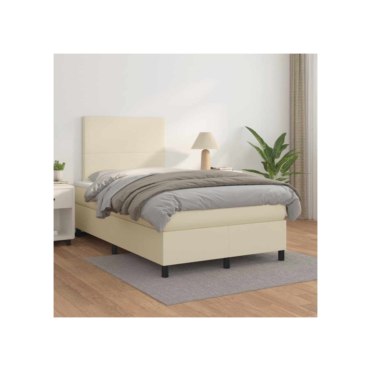 Sommier à lattes de lit avec matelas Crème 120x200cm Similicuir