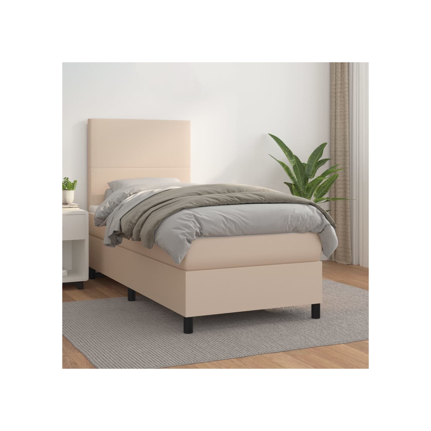 Sommier à lattes de lit avec matelas Cappuccino 90x200 cm