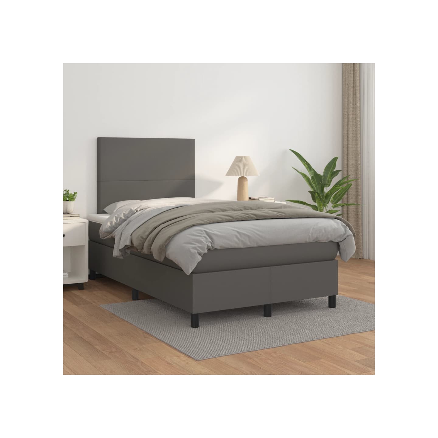 Sommier à lattes de lit avec matelas Gris 120x200 cm Similicuir