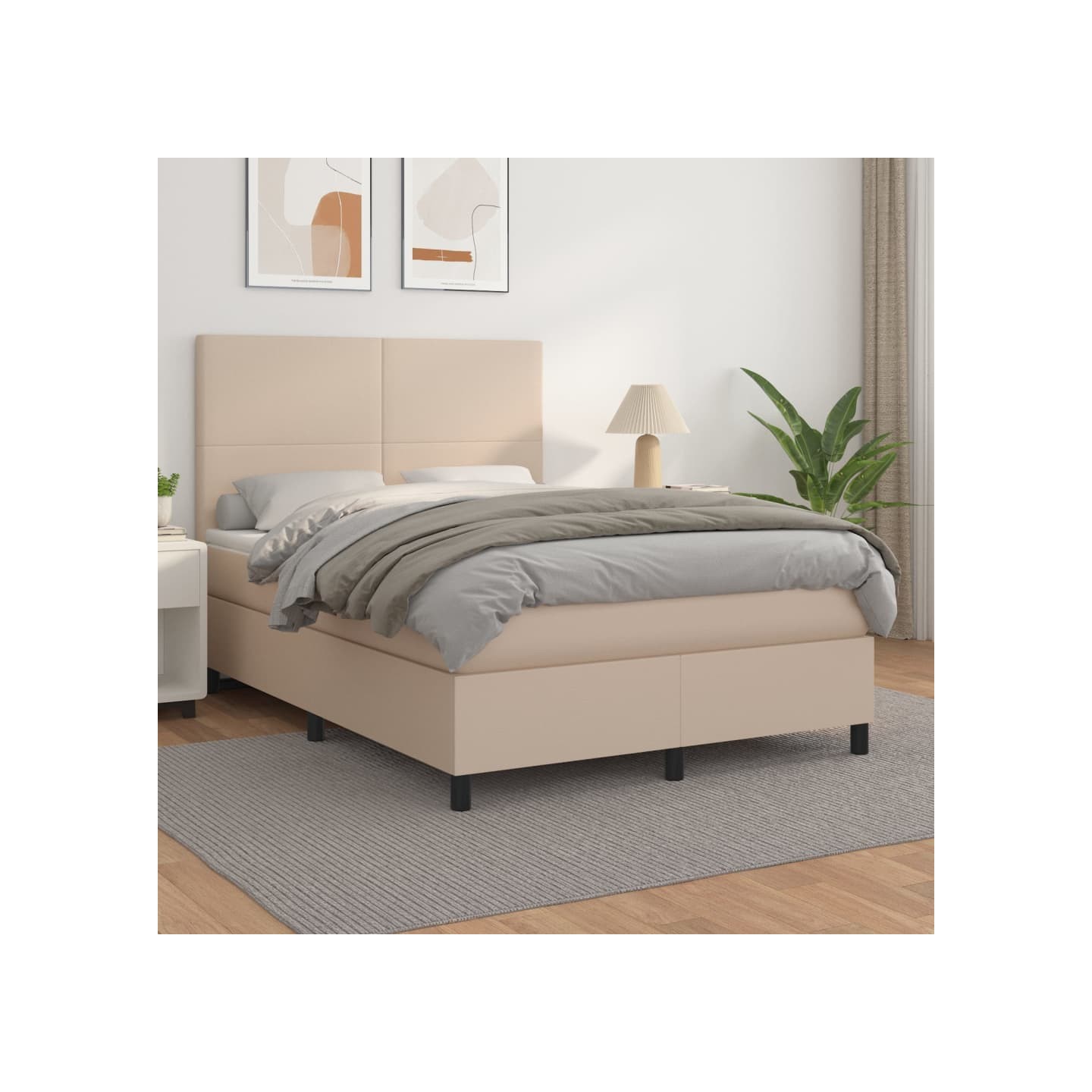 Sommier à lattes de lit avec matelas Cappuccino 140x200 cm