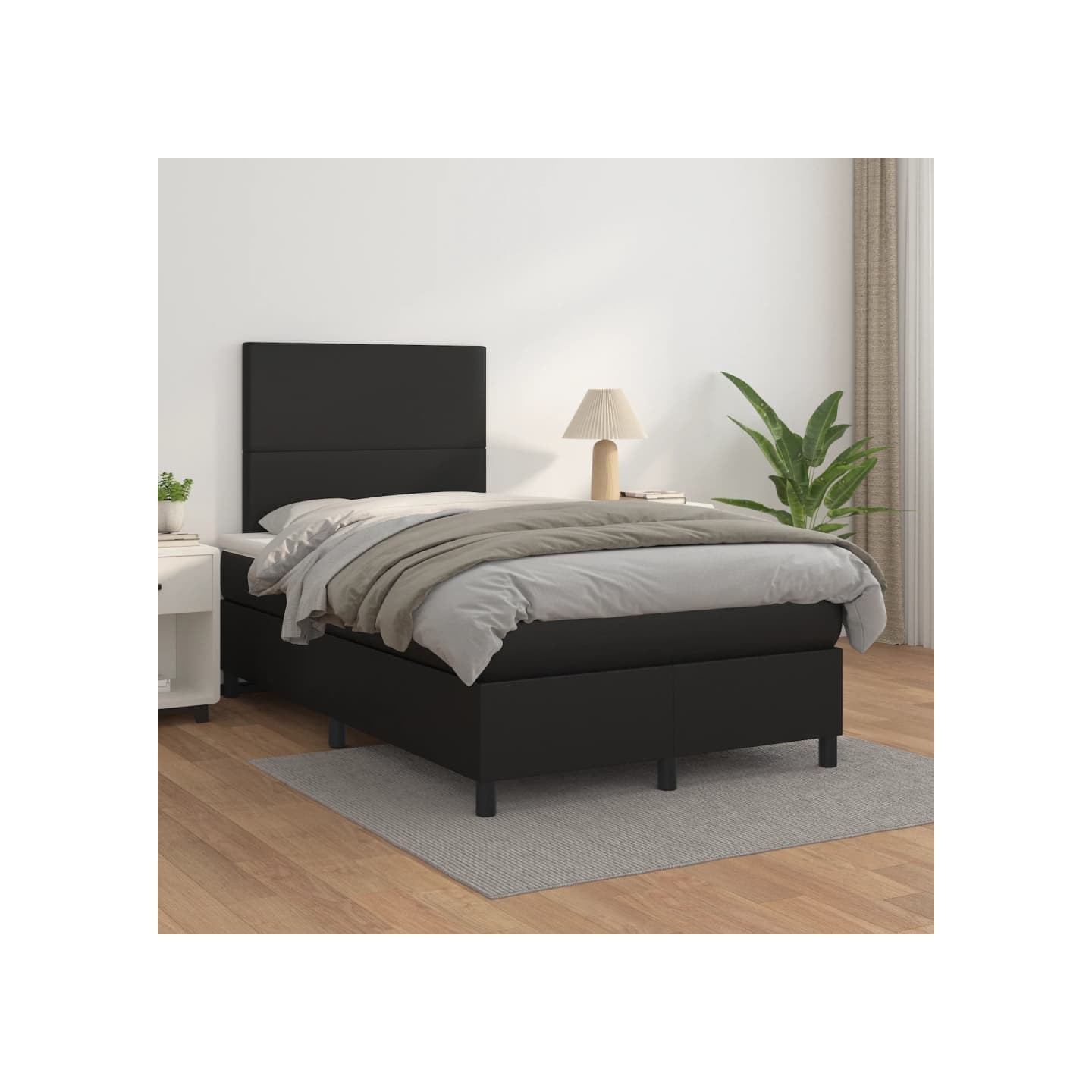 Sommier à lattes de lit matelas Noir 120x200 cm Similicuir