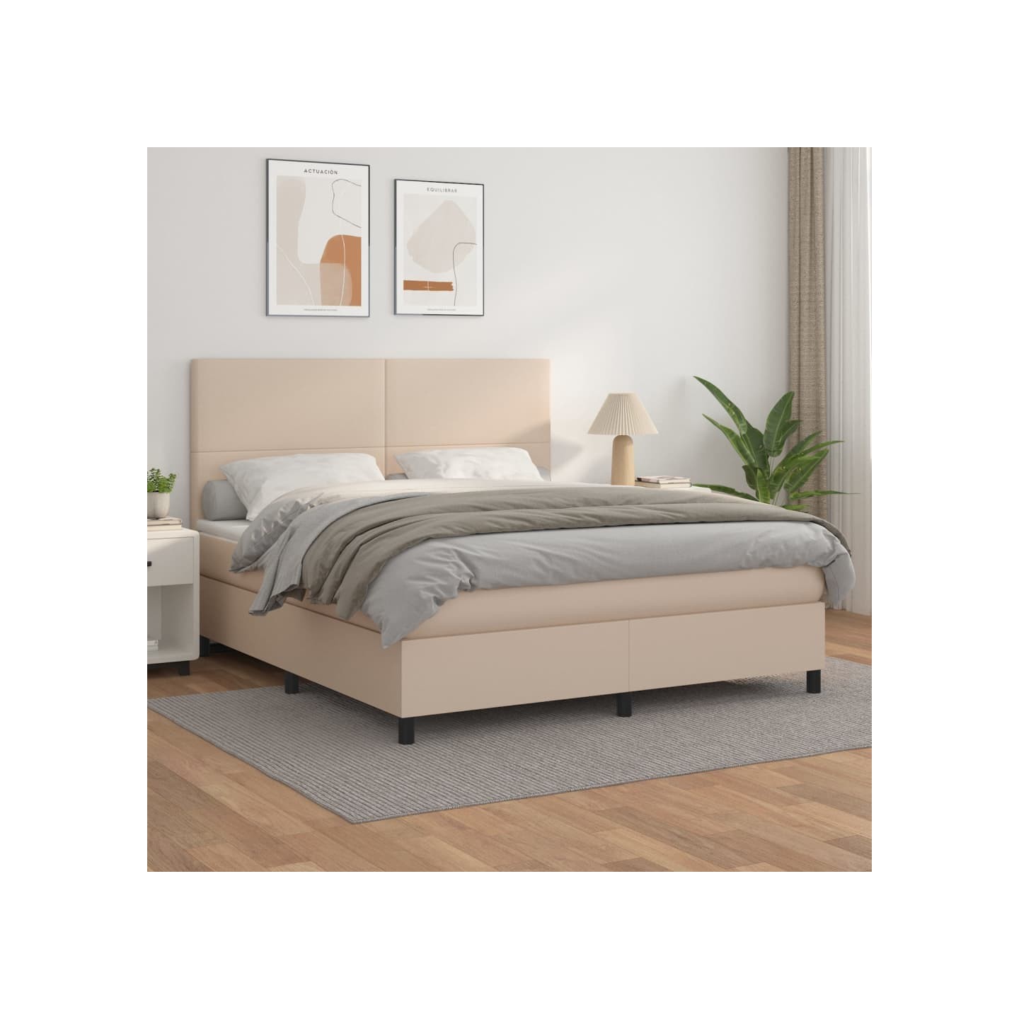 Sommier à lattes de lit avec matelas Cappuccino 160x200 cm
